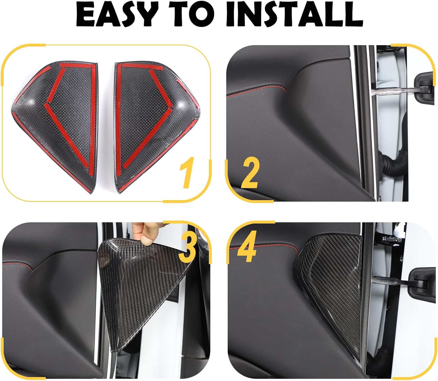 Carbon Fiber Car Interior Door Panel Trim Cover Compatible with Corvette C8 Stingray 2020 2021 2022 2023, Inner Side Door Panel Strip Cover Trim Decoration Accessories (Black Carbon)