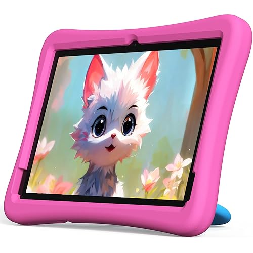 plimpton 2024 Upgraded Kids Tablet, 10 Inch Tablet for Kids Android 13, Octa-Core, 4GB+64GB, WiFi, Kids Space, Parental Control, YouTube, Toddler Tablets with EVA Shockproof Case, Gift for Kids(Pink)