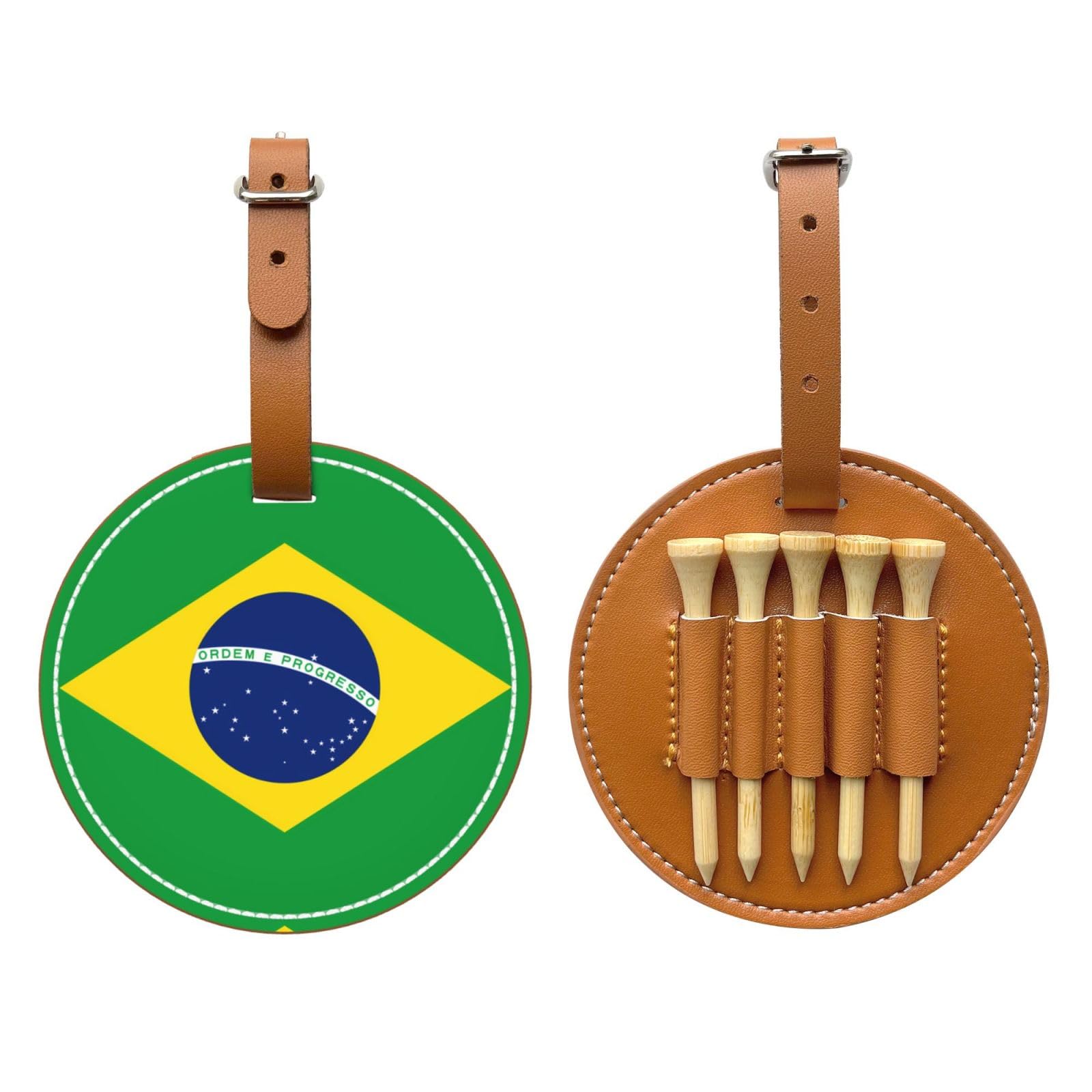 Brazilian Flag Brown Golf tee Storage Bag - Durable and wear-Resistant Golf Accessories