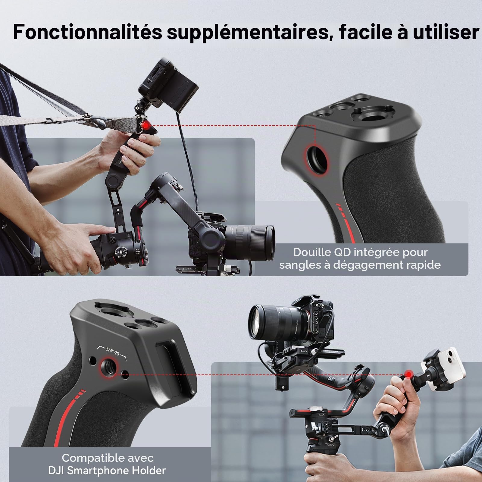 SMALLRIG RS 4/RS 4 Pro Poignée Réglable pour DJI, 8 kg, 3028C