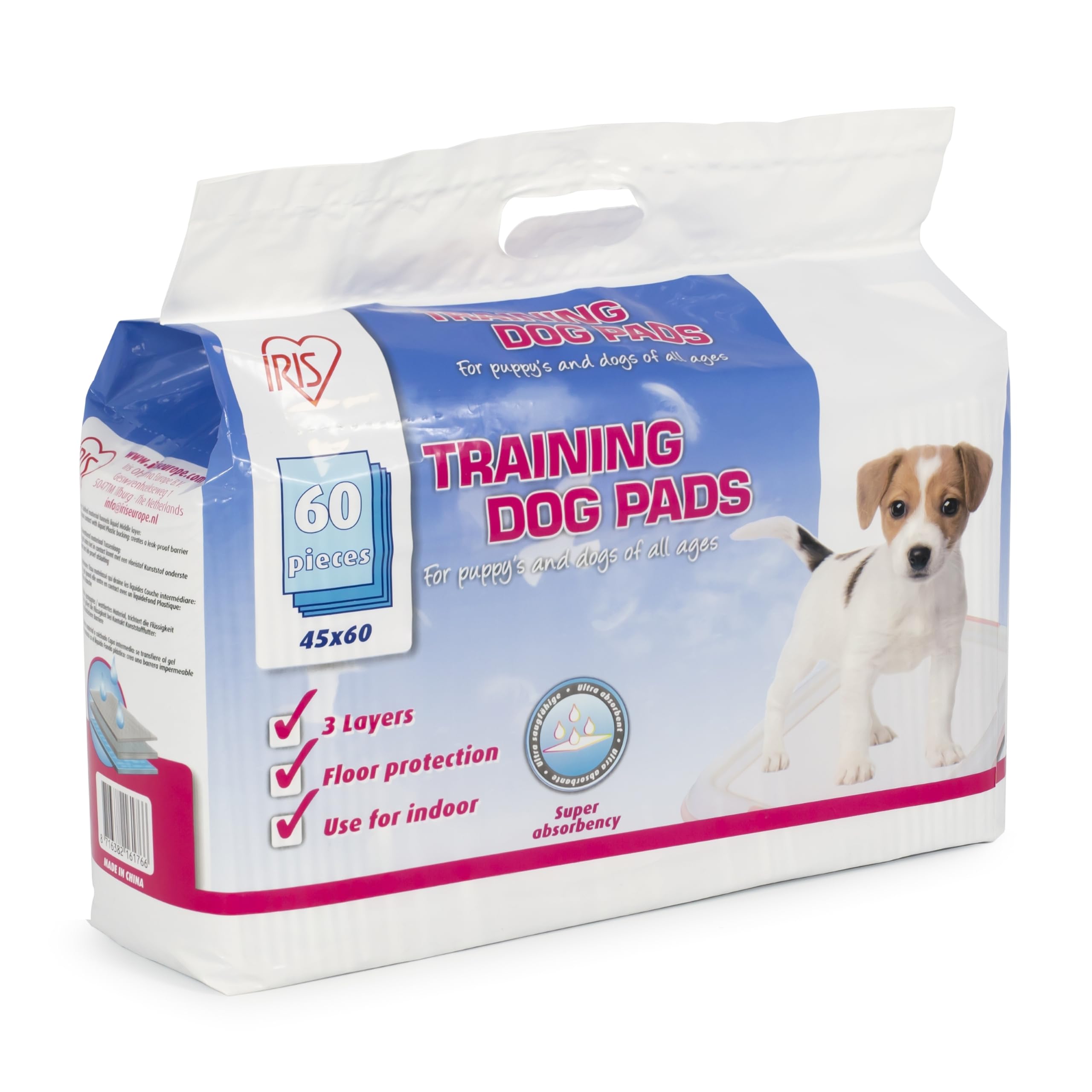 Iris Ohyama, Mat, absorberend en resistent toilettrainingskussen, B18 x D14,5 x H21,5 cm, wegwerpbaar, anti-geur, waterdicht, voor katten, NS-60R