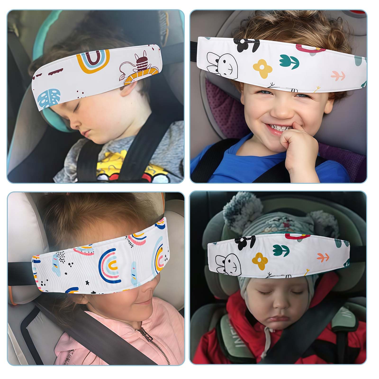 3 Poggiatesta per auto per bambini in cotone, accessori per seggiolino per bambini, fascia per la testa, regolabile, supporto per la testa per auto e passeggino