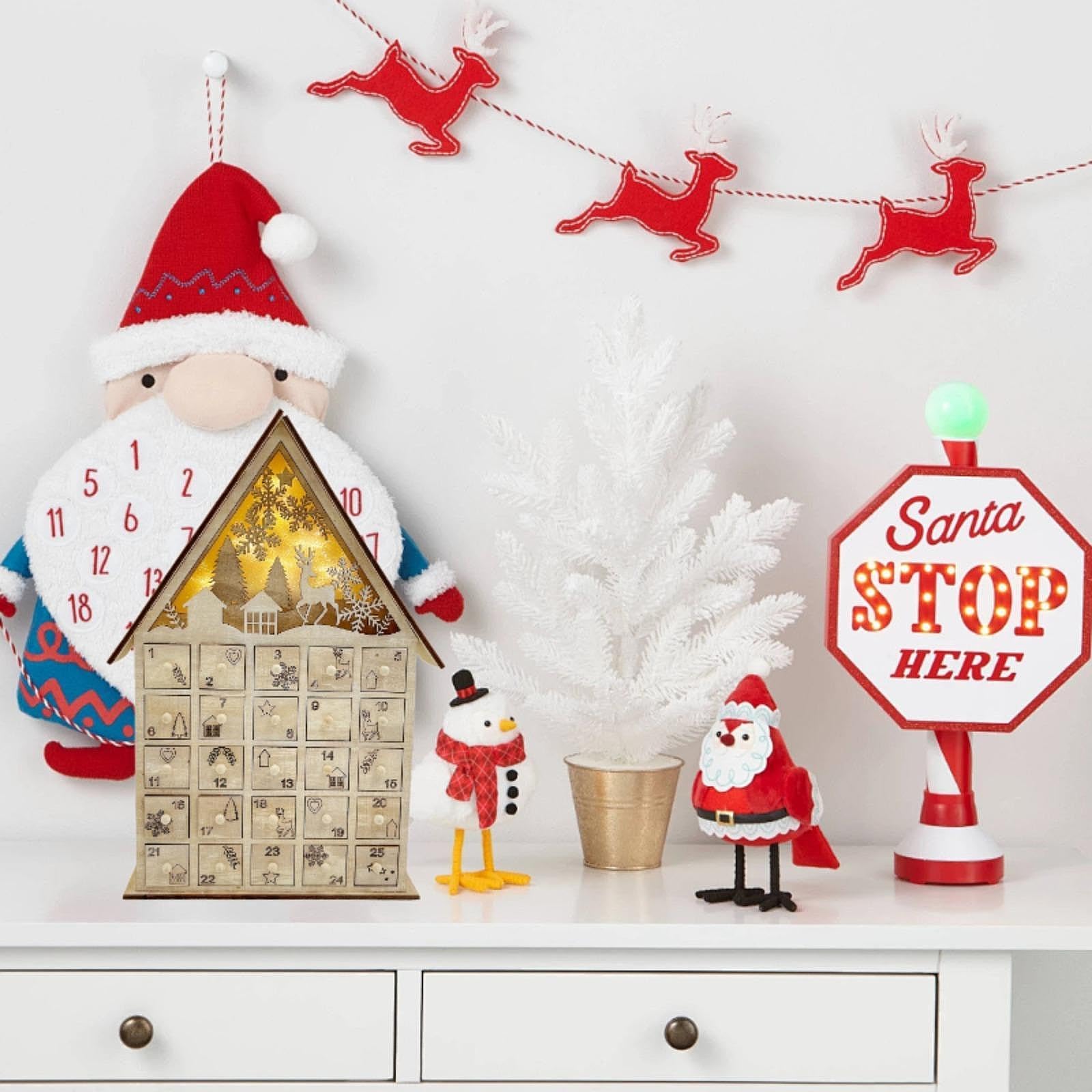 Calendario Dell'Avvento di Natale, Calendario Dell'Avvento Illuminato 2024 Fai da Te con Cassetti in Legno
