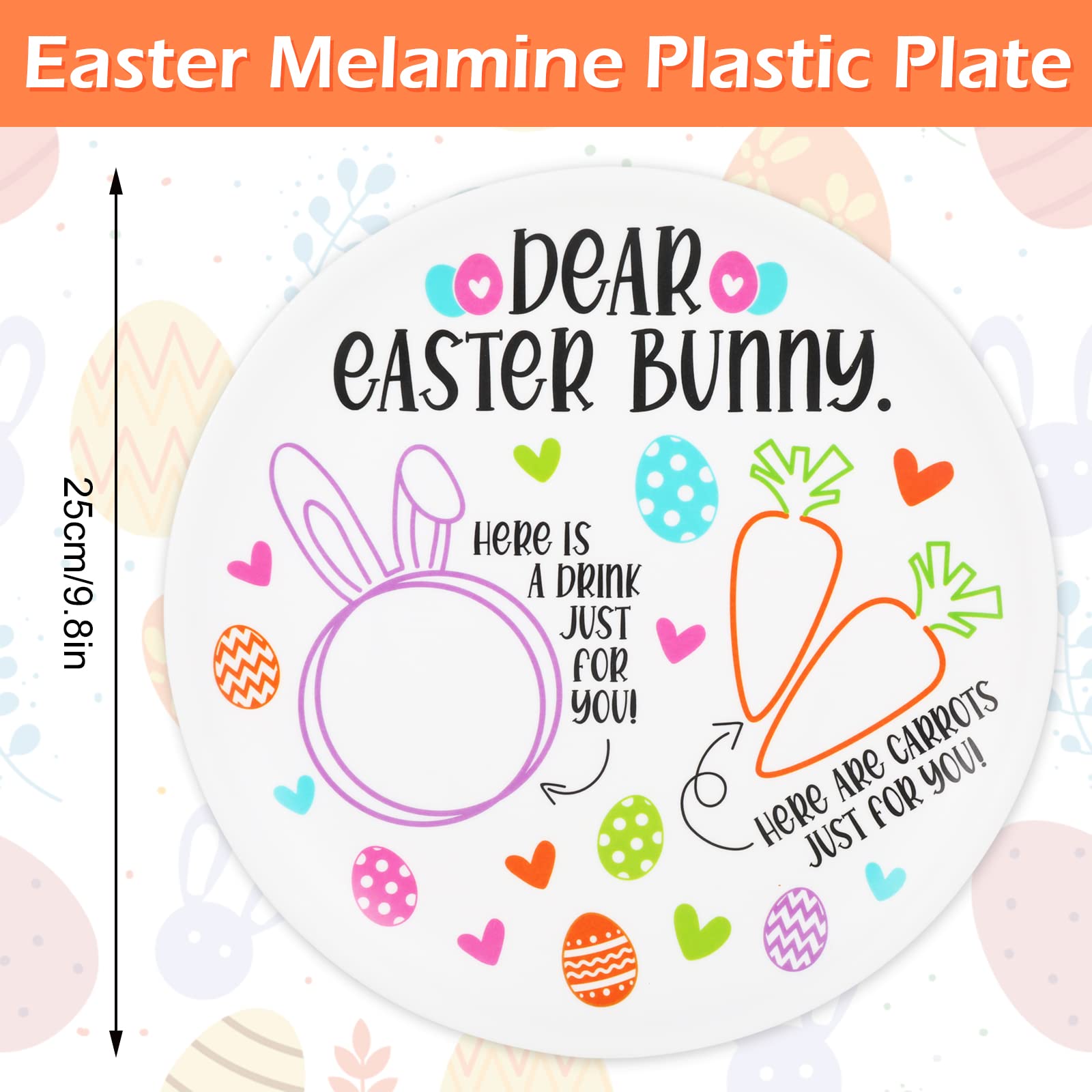 AnyDesign Easter Bunny Plate Round Easter Bunny Treat Plate Drink Carrots for Dear Easter Bunny Reusable Plastic Plates Easter Bunny Tray Cute Plate Platter Mat for Easter Party Supplies Home Decor