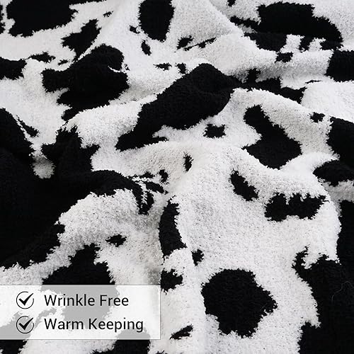 Miniatura 3 de Viviland Manta  Manta mullida de cuadrícula de ajedrez, tejida suave y acogedora manta de microfibra cálida para sofá, cama, viajes a casa (vaca