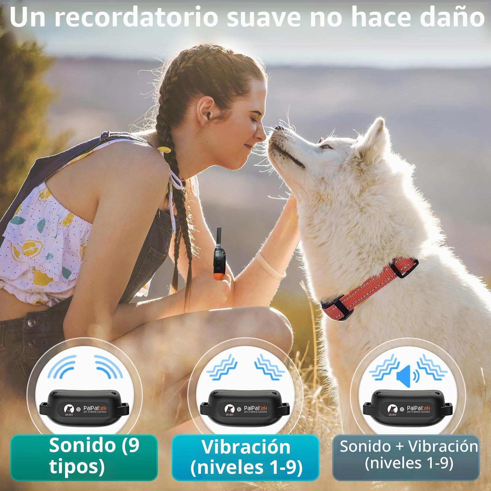 Collar vibratorio Descarga para Entrenamiento de 3 Perros, Collares de Entrenamiento para Perros de 3300 pies con vibración (