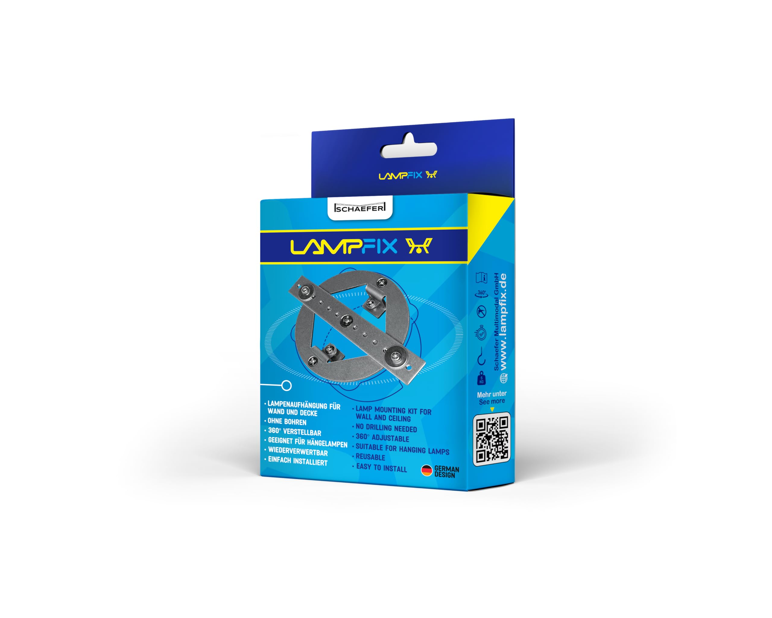 Lampenaufhängung, Befestigung, Installation für Wand und Decken Leuchten Komplett-Set für Standard Hohlwand- oder Unterputzdose mit Ø 60mm (Schraubenabstand) 62mm (Innenmaß) DIN49073-1