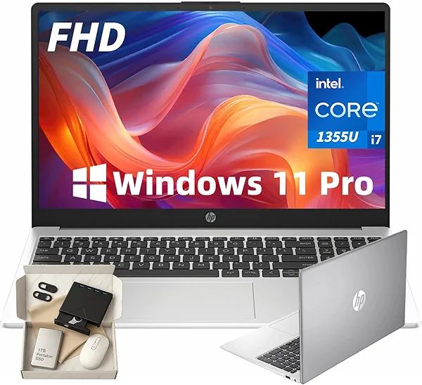 HP 15.6" 250 G10 FHD Business Laptop - Intel i7-10Core -1355U(up to 5.0GHz) Numeric Keypad, Webcam Privacy Shutter, WiFi 6 & Bluetooth, Windows 11 Pro, w/YJHHH Accessoire (64GB RAM | 2TB SSD)