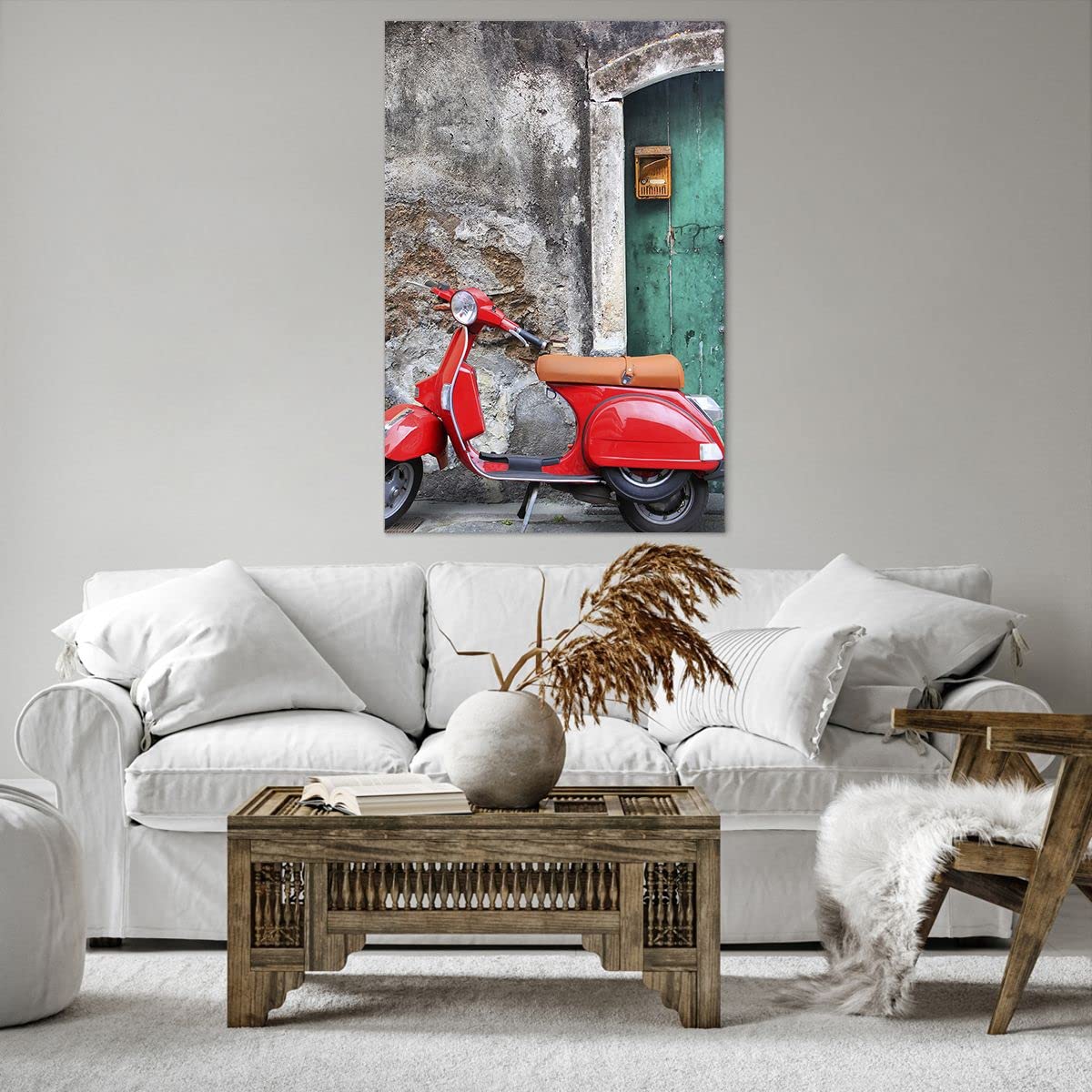 Lienzos Decorativos Scooter Calle Cuadro Sobre Lienzo Moderno 120x70cm