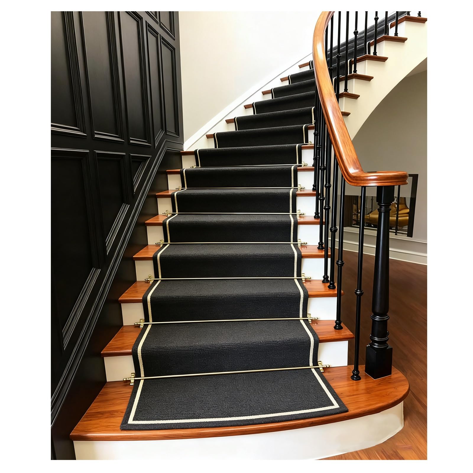 Barras de latón para alfombras de escalera, 11 unidades, 105 cm, soportes tubulares antideslizantes, accesorios de seguridad para corredores, perfectos para protección de escaleras y estilo