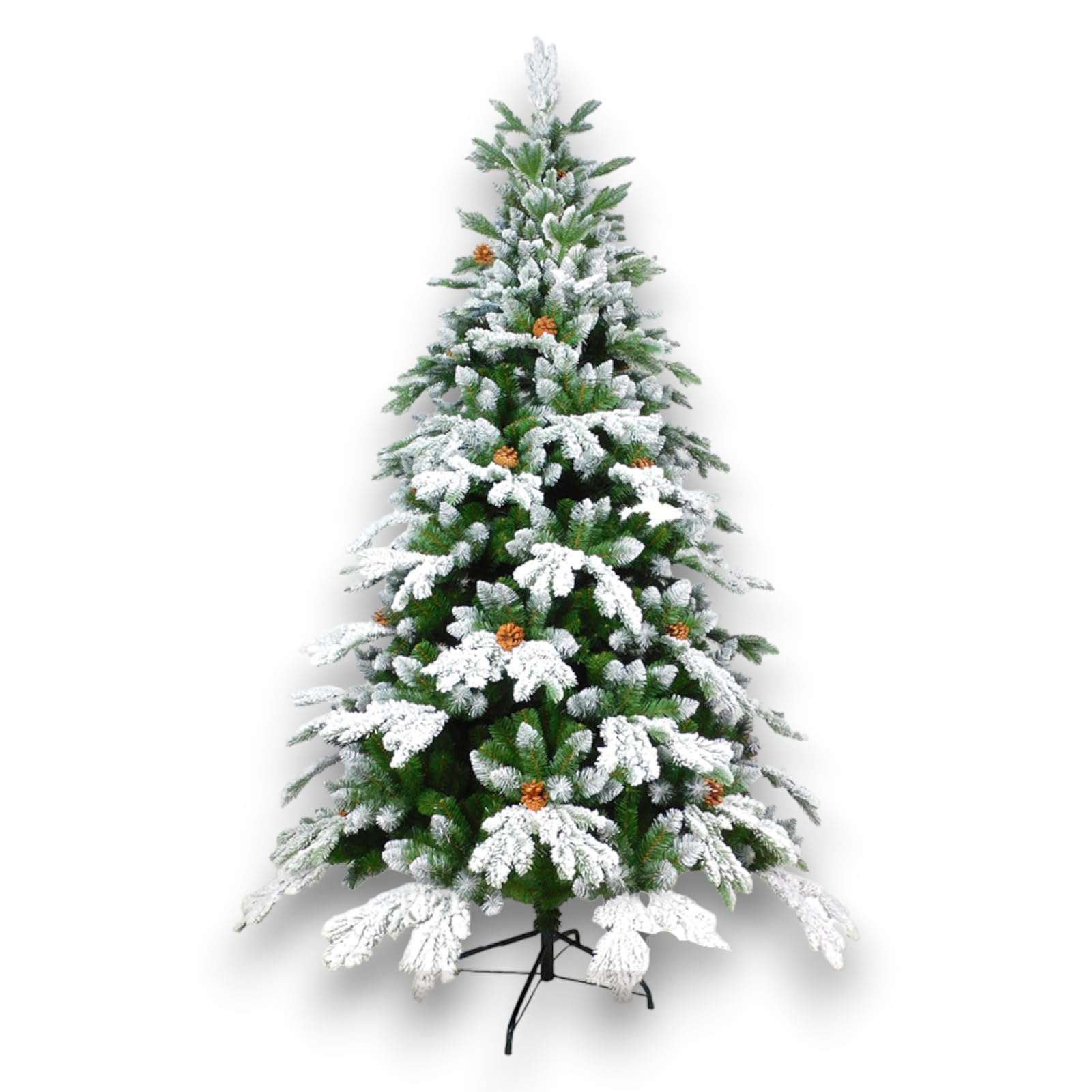 Aurora Store Albero di Natale Artificiale Verde Innevato con Pigne, Modello Val di Susa Altezza 120 Cm e 200 Rami, Abete Super Folto con Effetto Realistico e Rami con Aghi Anticaduta (150 cm)