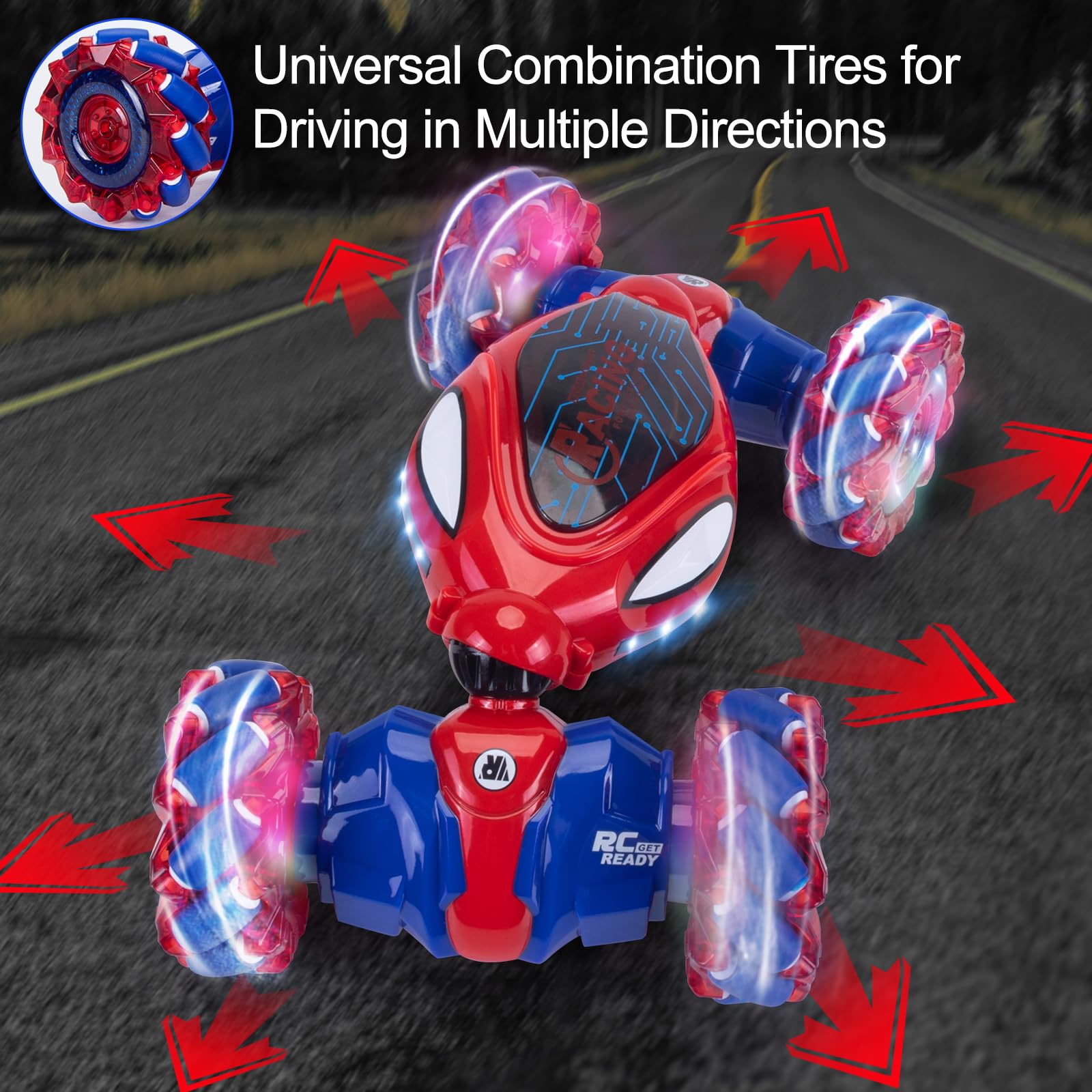 Ltteaoy Spider Remote Control Cars,High Speed Rc Drift Car,360°Rotation Full-on Drift Stunt Car with Light Music - Image 2