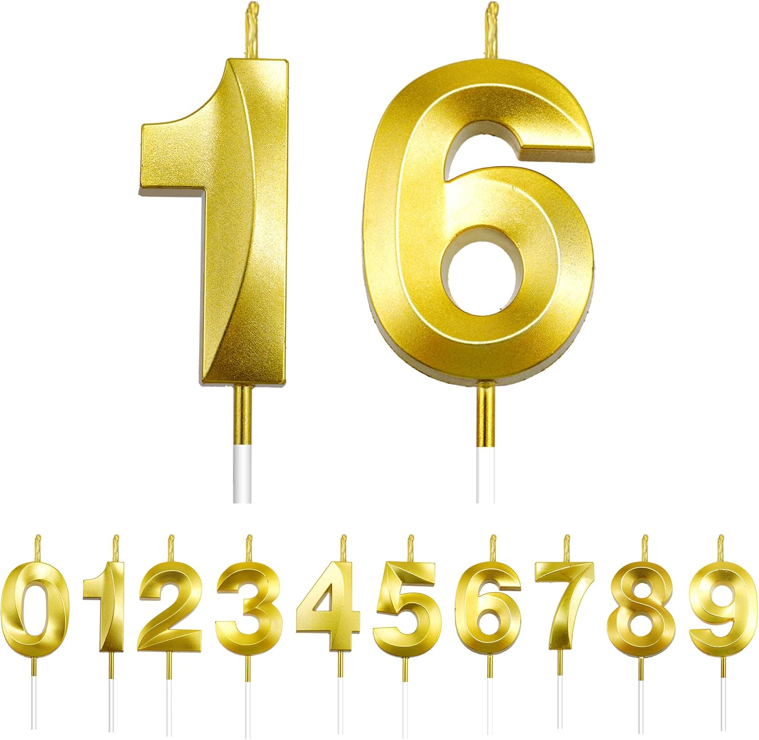 Gold Sixteen Candles 16 Birthday Candles for Cake Birthday