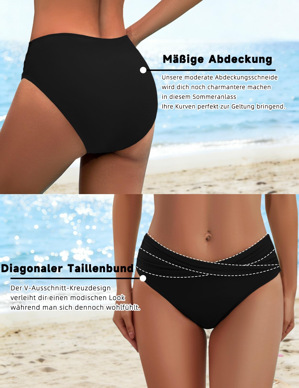 Zilcremo Conjunto de bikini para mujer con parte delantera torcida de dos piezas | Abdomen, espalda cruzada, cuello en V, push up, cintura media, apto para la madre, para playa y piscina
