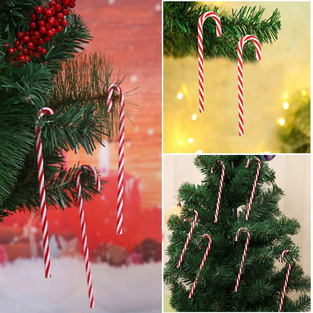 Lot De 4 Pics De Noël En Forme De Canne à Sucre D'orge En Laine