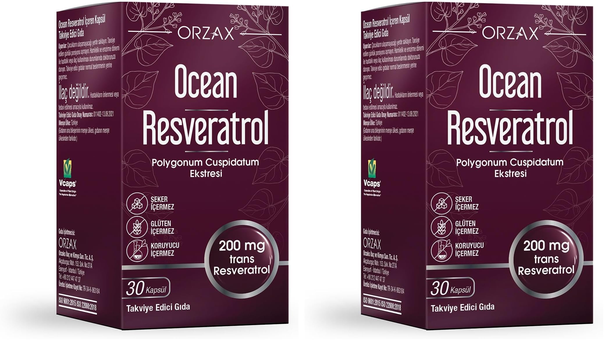 Orzax Ocean Resveratrol 200 Mg 30 Kapsül (2 paketi)