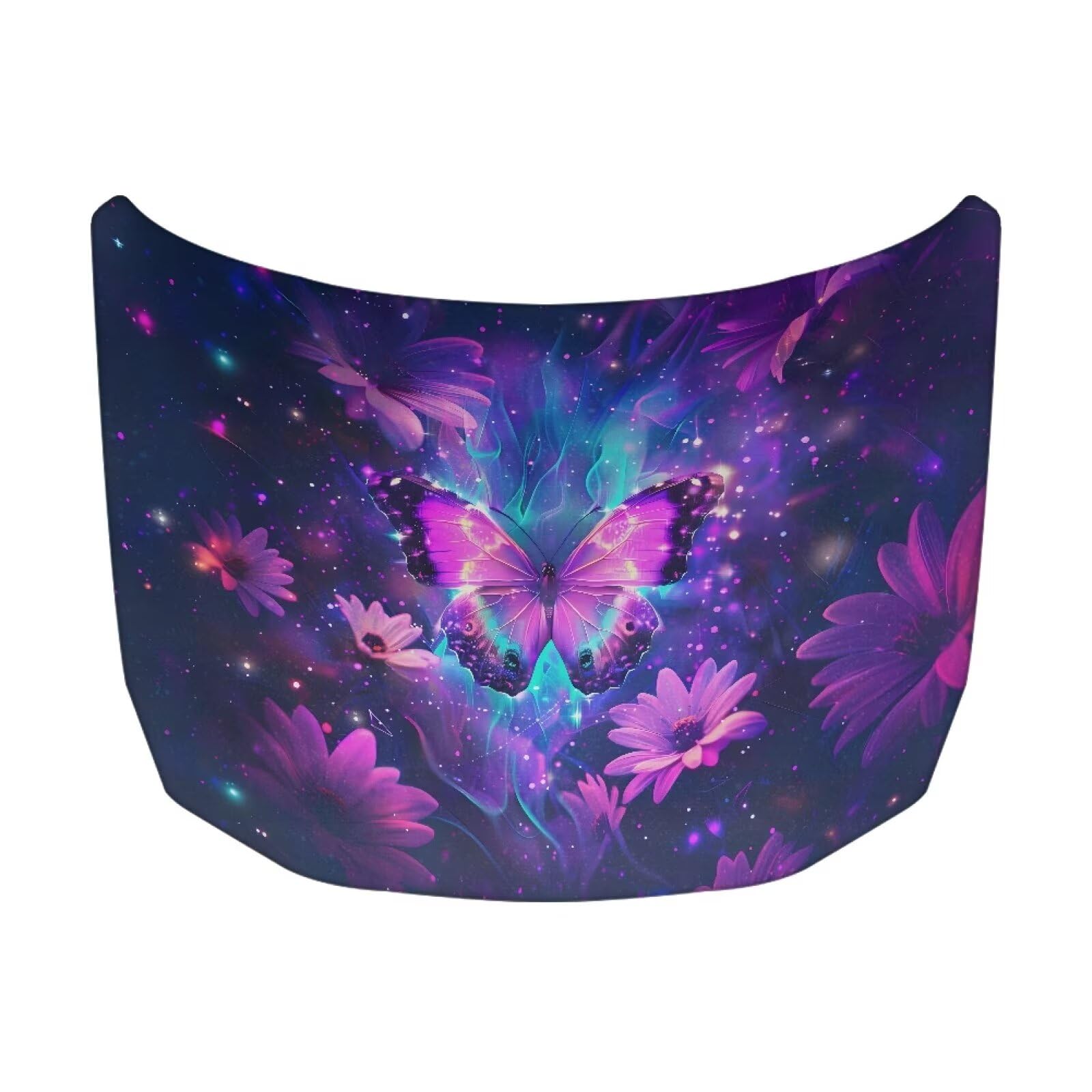 Purple Butterfly Prints Car Hood Cover Stretch Polyester Protector for Car Hood Removable Automotive Accessories for Most Automotive Sedans Trucks Pickup SUVs