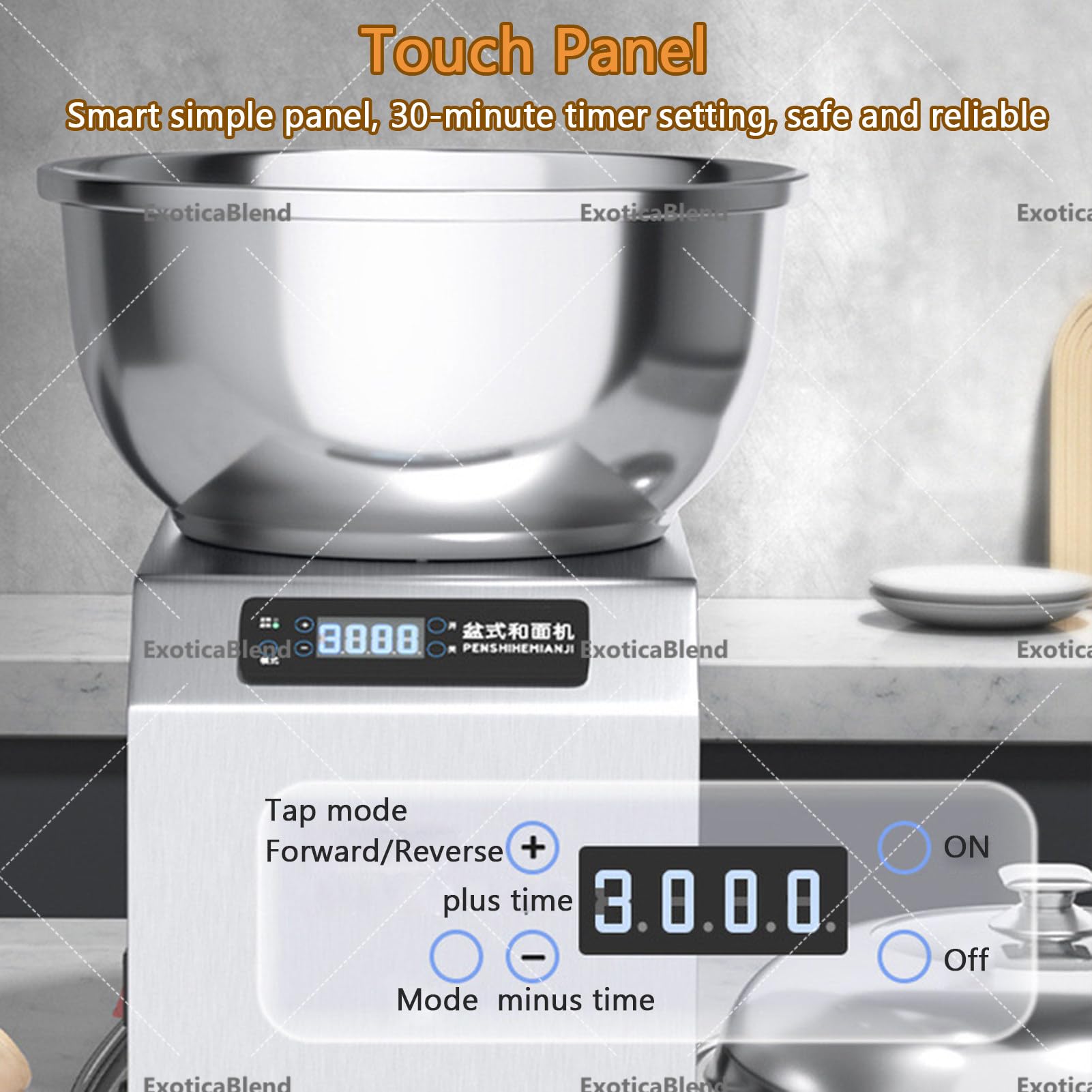 Amasadora Comercial de Espiral, Amasadora Eléctrica de Espiral de 1400 RPM con Doble Rotación, Amasadora de Alta Resistencia para Panadería, Restaurantes, Pizzas 8kg