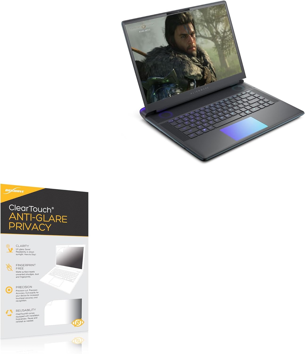 BoxWave Screen Protector Compatible with Alienware 16 Area-51 Gaming Laptop Model: AA16250 (16 in) - ClearTouch Anti-Glare Privacy (2-Pack), Privacy Screen Protector Flexible Film Anti-Glare