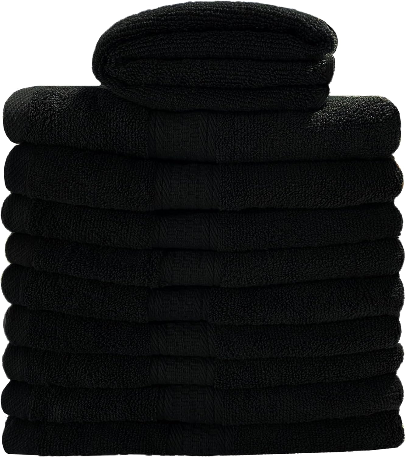 Juego de 10 toallas de baño de 600 g/m², 100% algodón de rizo, de alta calidad, muy absorbentes, para baño, ducha, uso diario, lavable a máquina (50 x 100 cm, negro)