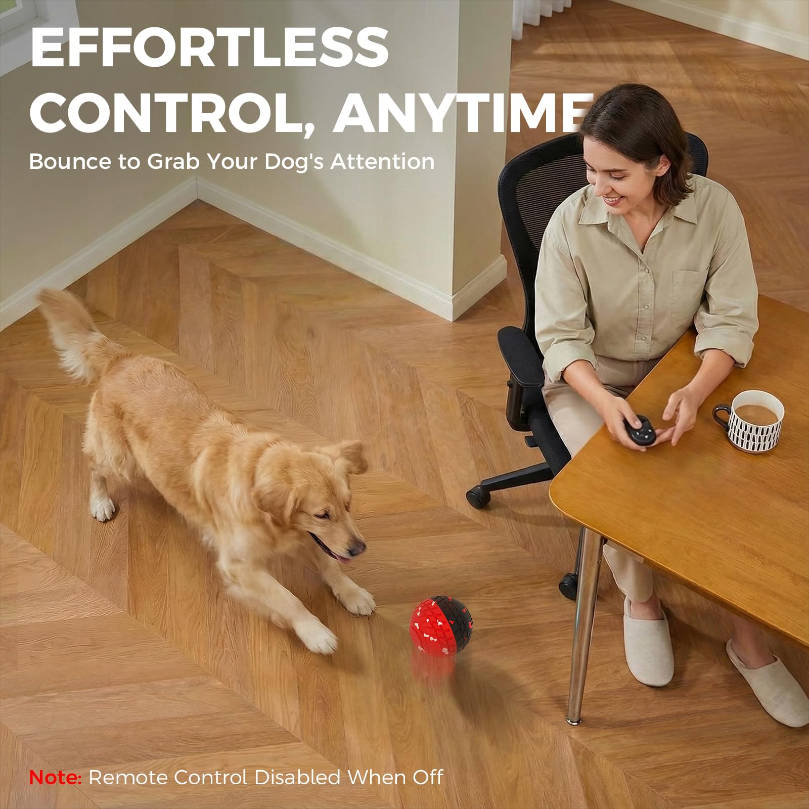 Diman Juguetes interactivos de pelota para perros con control remoto, juguete automático para perros, juguete para perros en movimiento, rebote y rodamiento, matrial E-TPU, juguetes interactivos para
