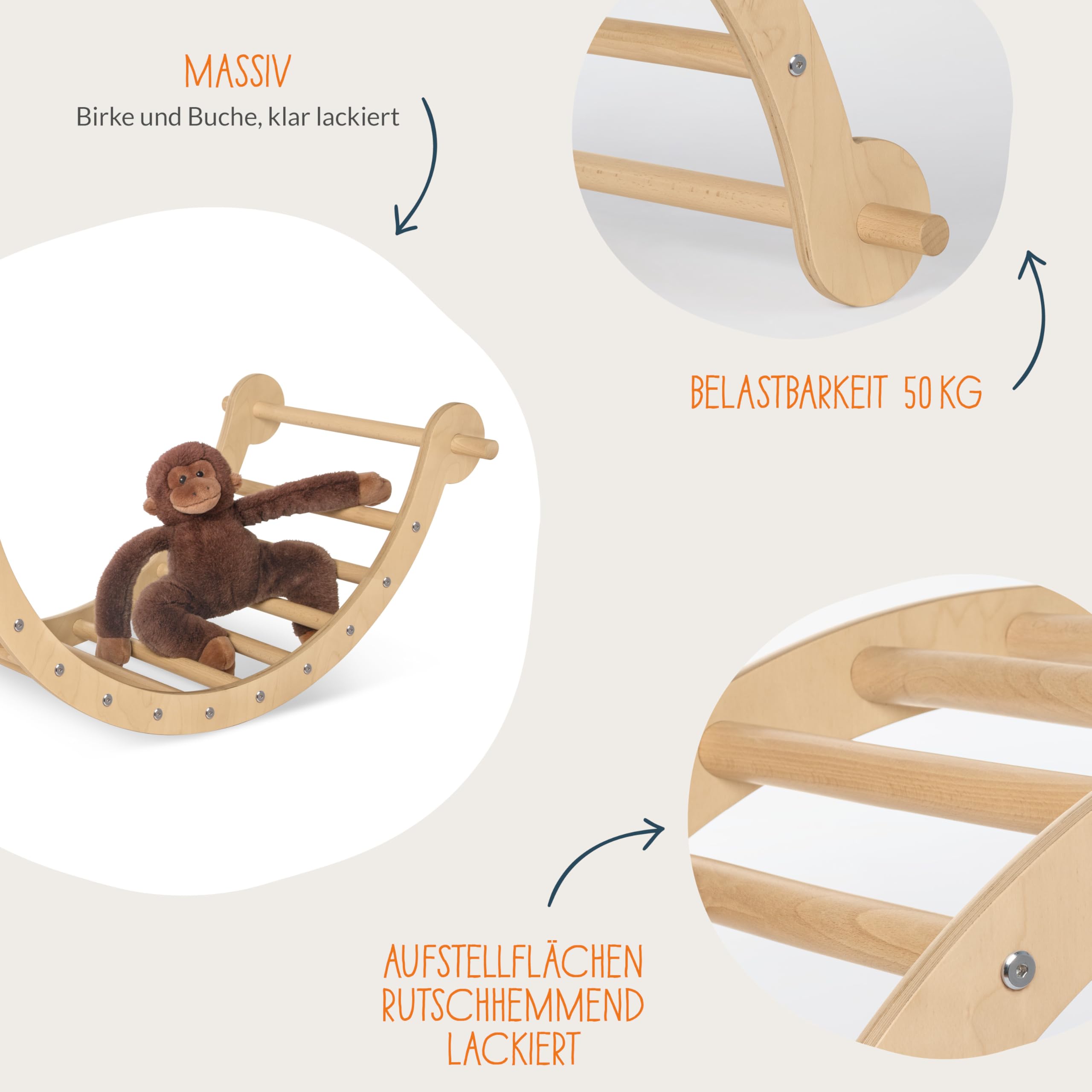 PINOLINO Kari Kletterbogen & Wippe, 2-in-1 Kinder Spielgerät, sicher & stabil, Für Kinder ab 2 Jahren, 104x60x46 cm, Belastbar bis 50kg