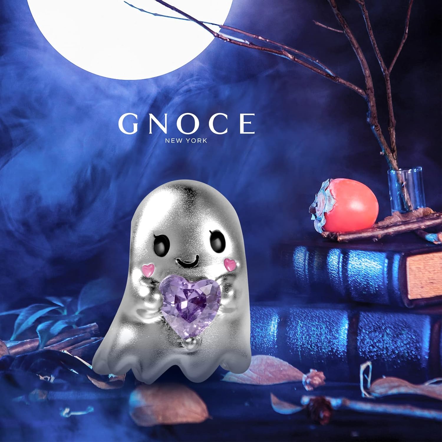 GNOCE Cute Ghost Embraces Heart Gemstone Charm Bead Brecelet Sterling Silver Jewelry Gift For Women Wife - Image 2