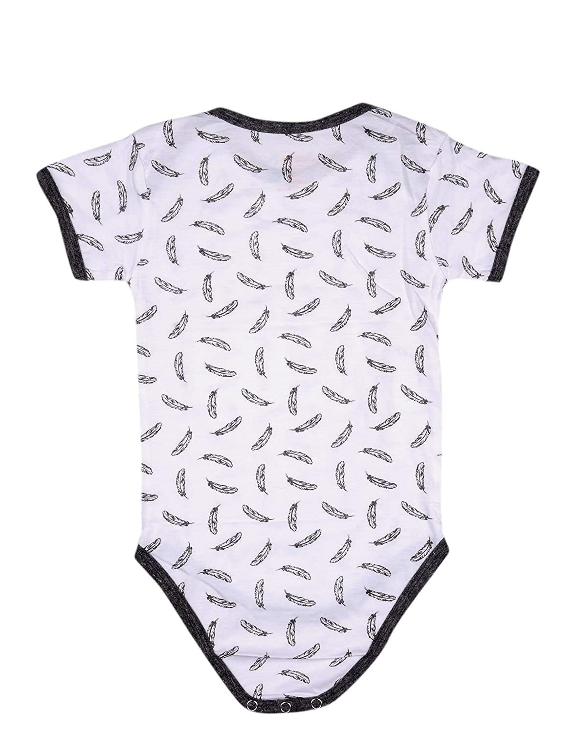 Sofie & Sam Premium Cotton 1 Pc Baby Romper Half Sleeves (3-6) Months - Feather/Black 1
