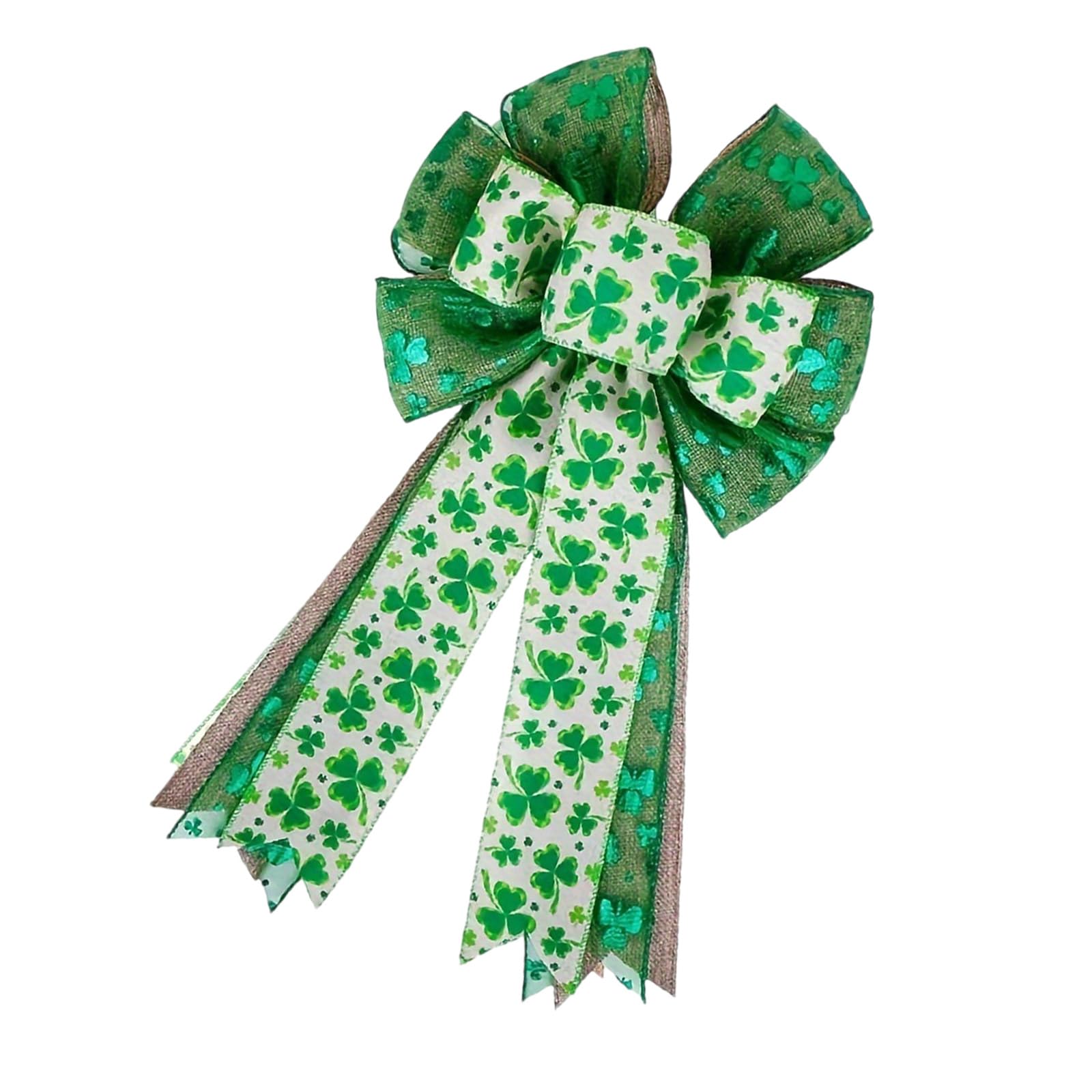 Kalttoy Section B Irish Festival Wreath Bowknot Large Decorative Bowknot For Front Door Wall Irish Festival Party Decoration Craft Project Ribbon