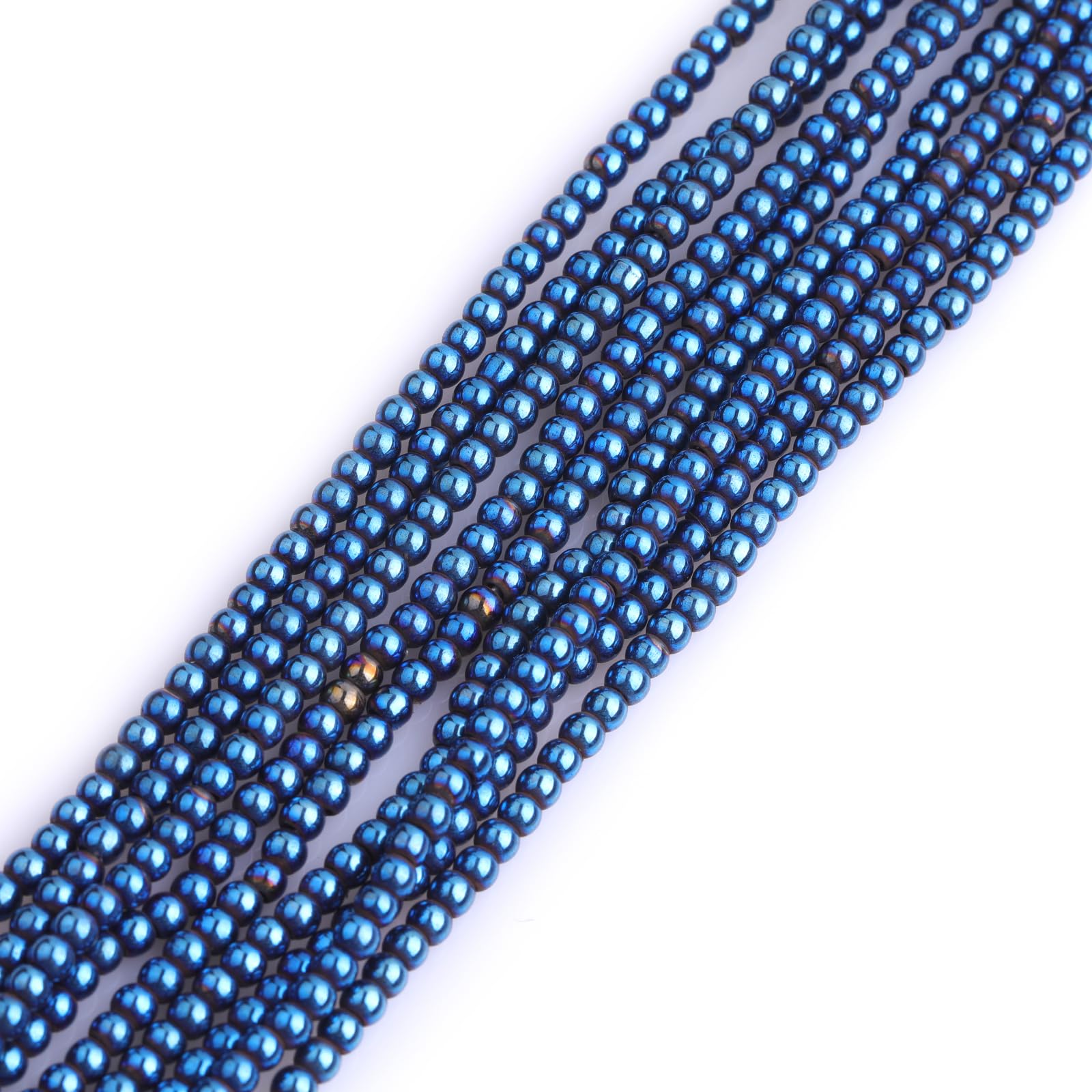 GEM-Inside Natural 3mm Blue Metallic Coated Magnetic Hematite Round Gemstone Semi Precious Loose Beads for Jewellery Making 15'' โ image 1