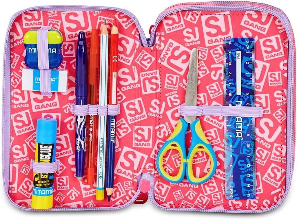 School Pack Zaino Estensbile con Astuccio 3 Scomparti, Per Seven Sj Fan, Orecchie Sollevabili Cat&Air, Bambina, Pennarelli, Pastelli, Accessori