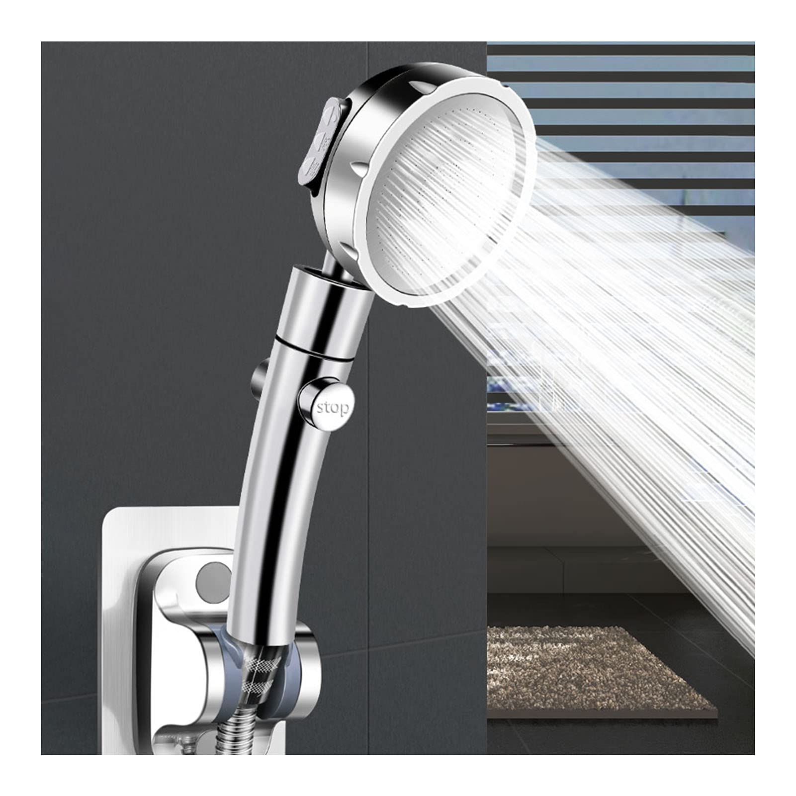 Pommeau de douche universelle chrome à 3 modes pour salle de bain
