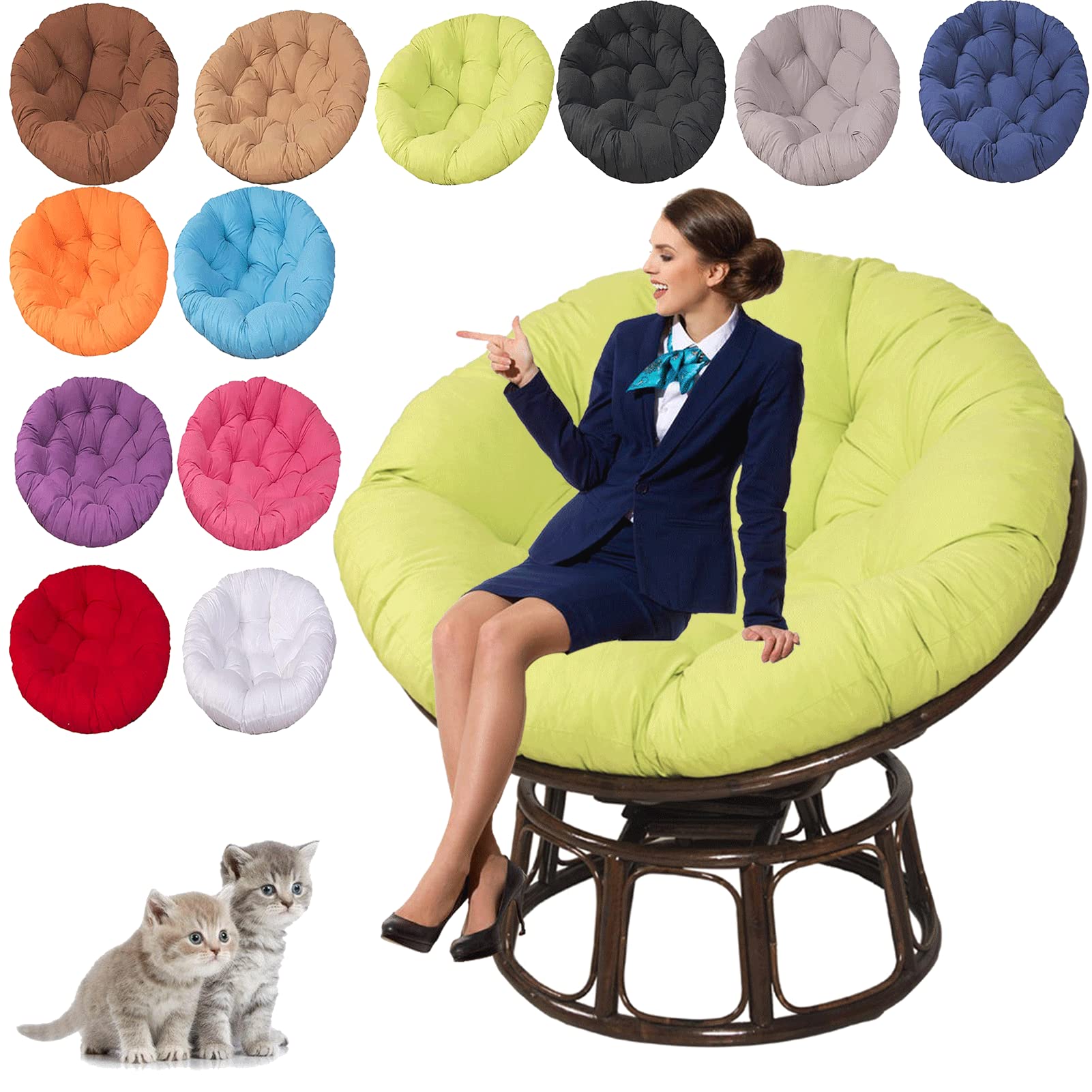 UIHECTA Garden Swing Cushion Replacement, Round Hanging Egg Chair Pads, Papasan Round Chair Cushions, Rocking Chair Cushion, for Outdoor Garden, Balcony and Living Room,05,150×150cm/59.05×59.05in