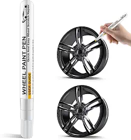 Tinta de retoque de borda preta brilhante, kit de retoque de roda, tinta de aro de roda, tinta de aro para reparo de roda de carro, reparos rápidos e fáceis para erupções cutâneas, arranhões e