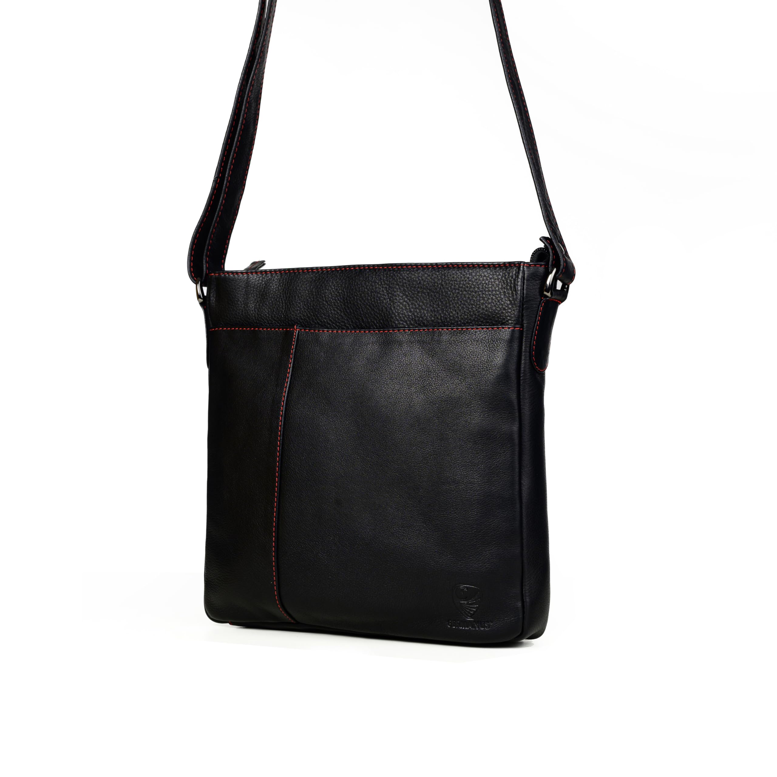 GERMANUS Umhängetasche Crossbodybag Schultertasche Handtasche Toni aus Leder für Herren und Damen, unisex, schwarz
