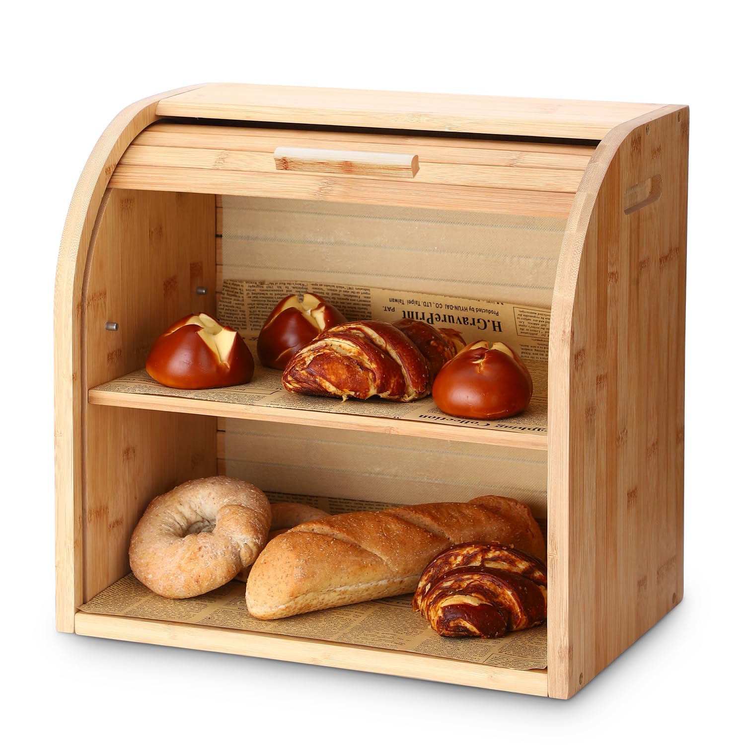 Amazon.com: G.a HOMEFAVOR Bread Box, 2 Layer Bamboo Bread Boxes