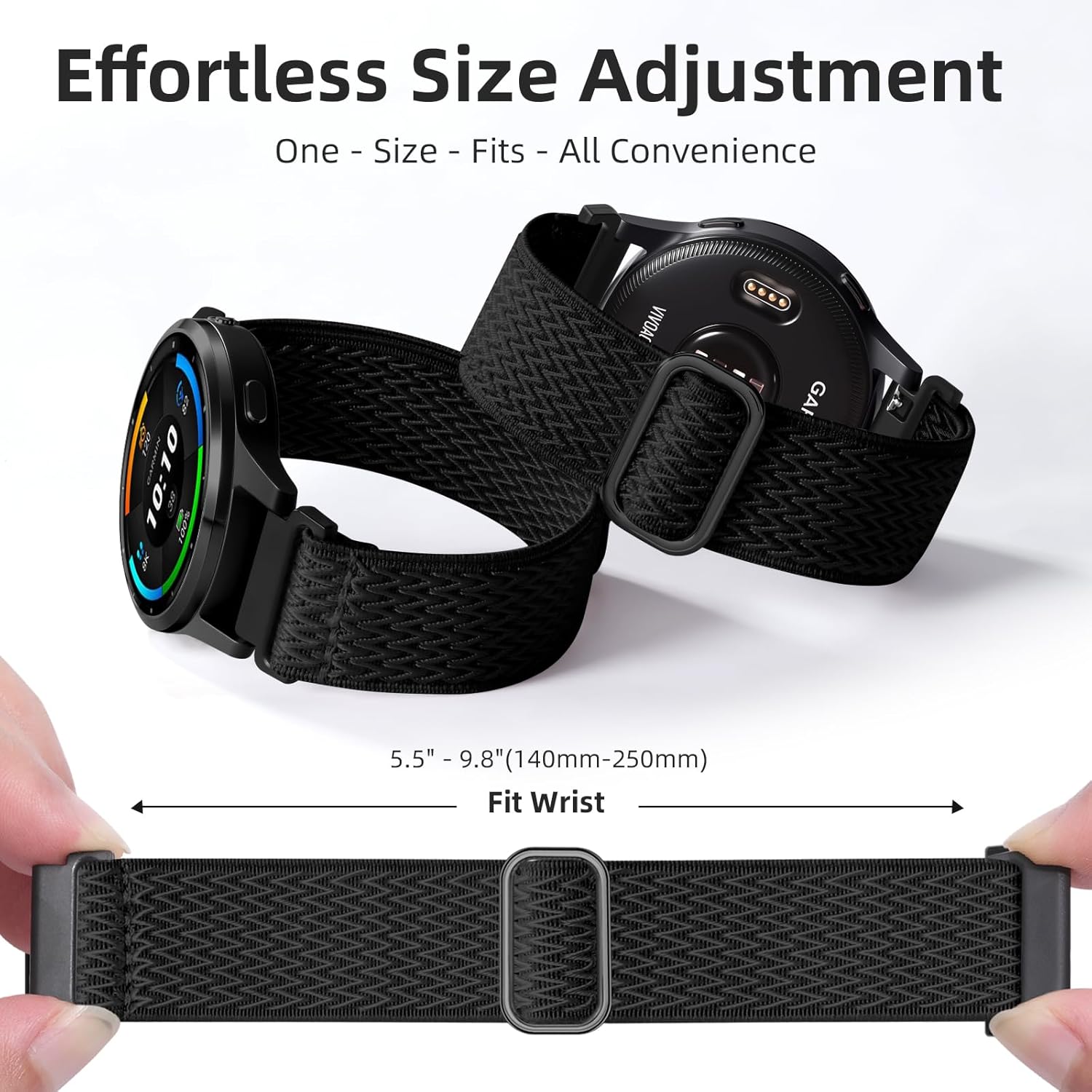 GEAK 22mm Watch Band Compatible with Garmin Venu 4 /Venu 2 3 45mm, 22mm Quick Release Replacement Loop Elastic Fabric Straps Compatible for Garmin Vivoactive 4 /Forerunner 265/255/965 Women Men - Image 2