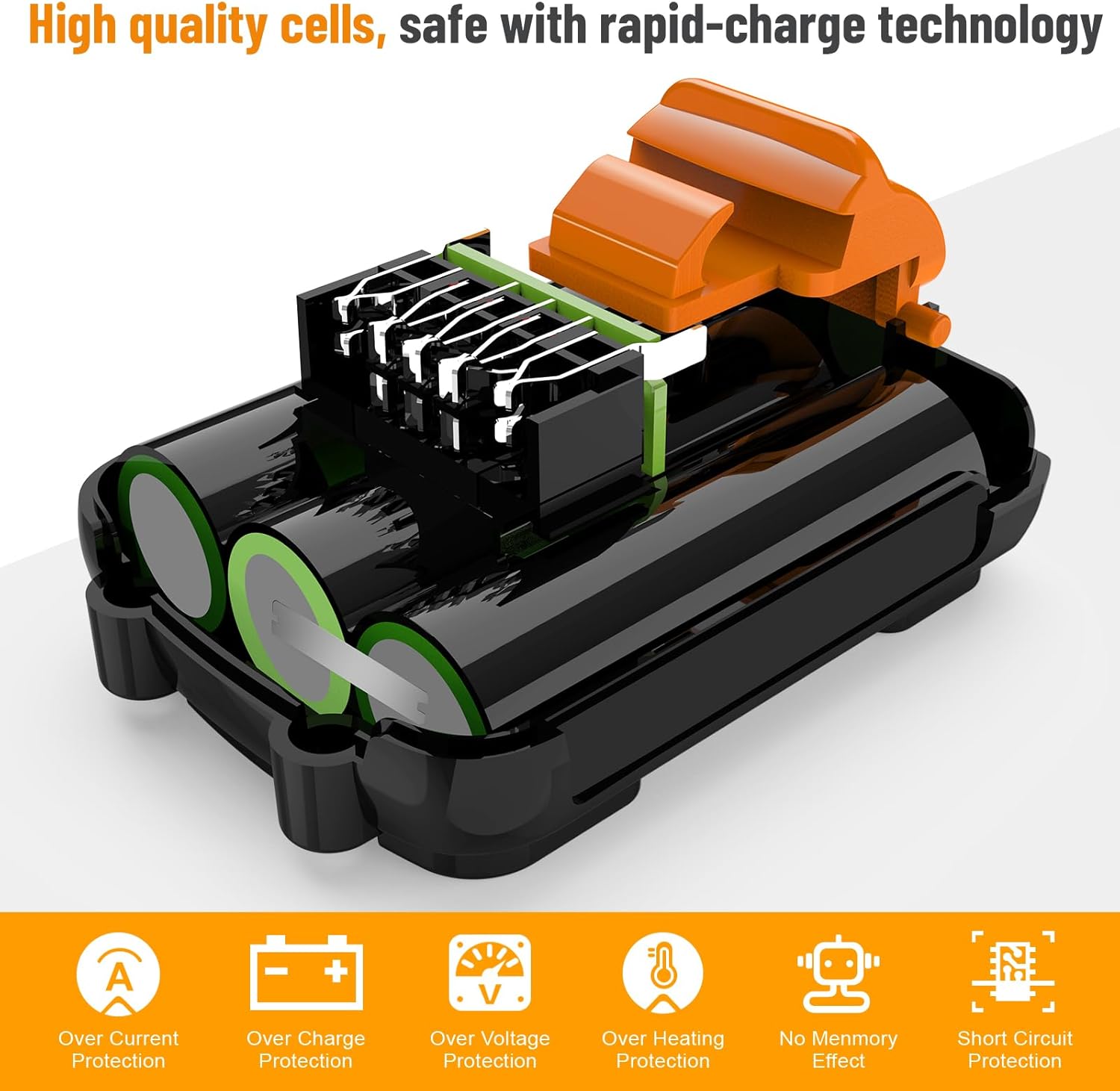 2Packs DCB121 12V 4000mAh Lithium Battery Replacement for Dewalt 12V DCB120 DCB123 DCB122 DCB127 DCB124 DCB121 Cordless Power Tools（NOT fit for Dewalt 20V tools) - Image 3