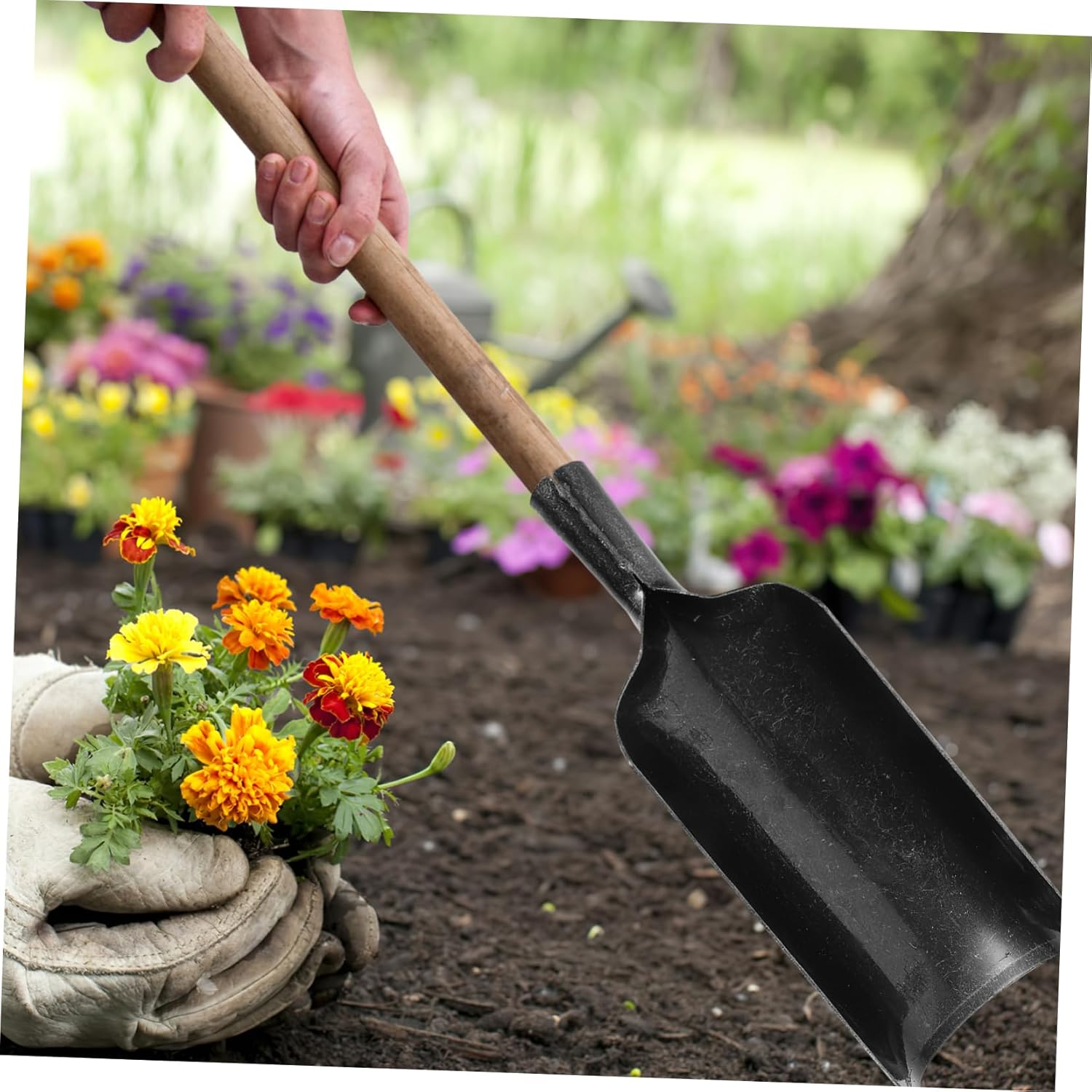 Kisangel Manganese Steel Heavy Duty Garden Shovel for Planting Portable Gardening Tool Ergonomic Handle for Tree Digging and Soil Preparation