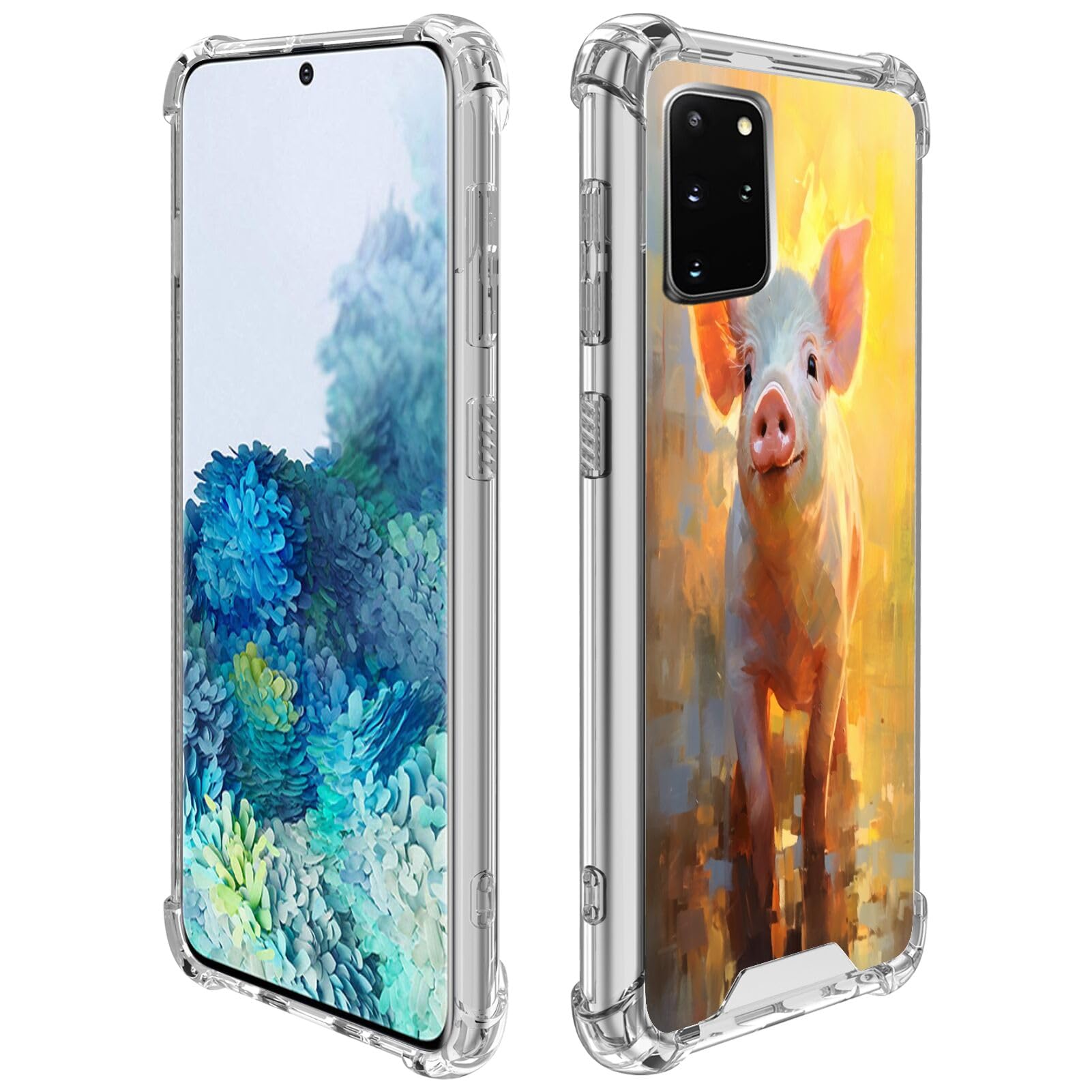 DAFEI Transparent Phone Case for Samsung Galaxy S20+ with Pig-aa15 Pattern Clear Four-Corner Airbag Reinforced Anti-Scratch and Shock-Proof Protective Phone Cover