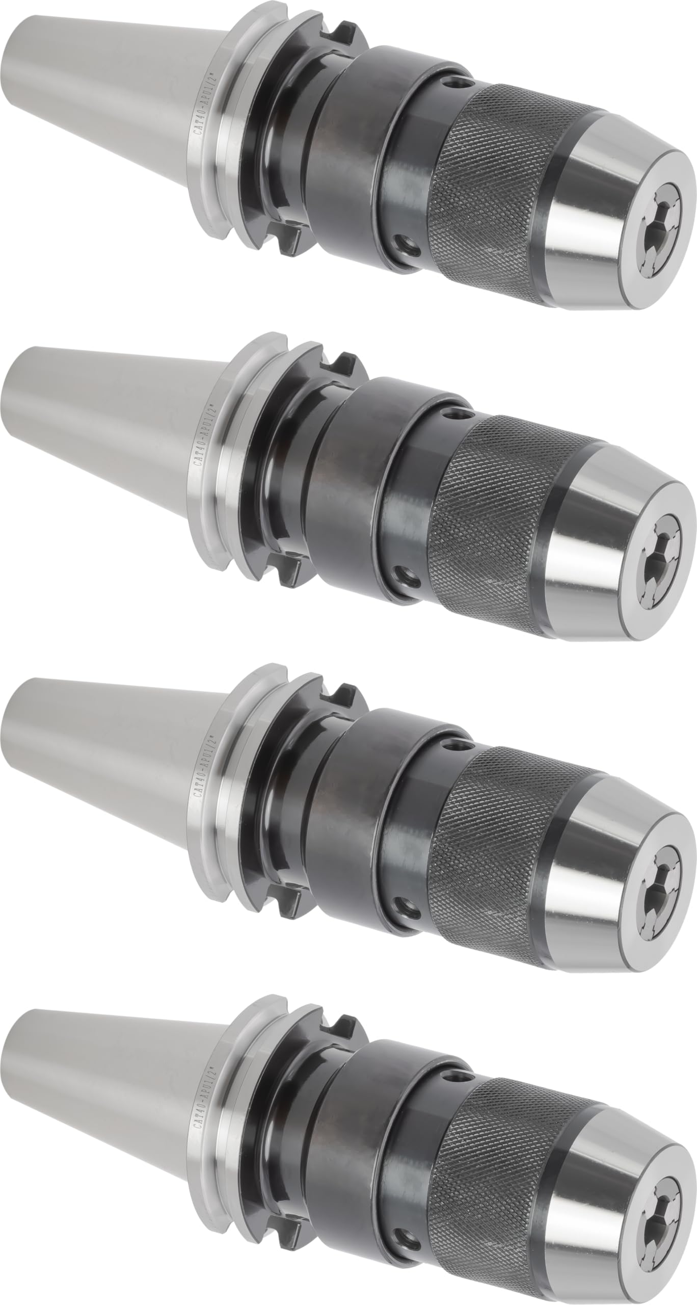 CME 4 pcs CAT 40 Taper Ball Bearing Keyless Drill Chuck, Integral Design, 1/2" Capacity