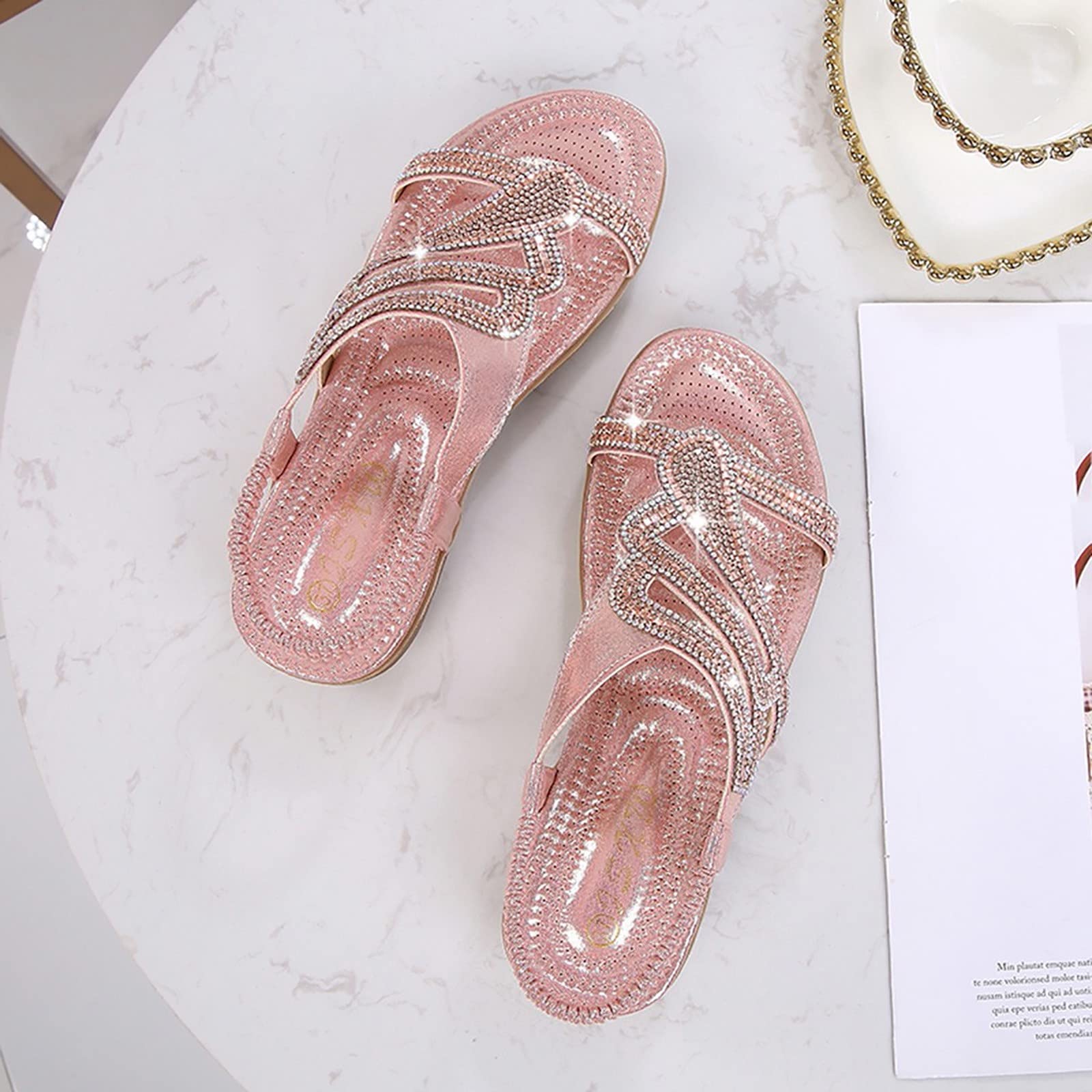 Chanclas de mujer playa de mar con cuña - Sandalias joya mujer verano con pedrería sandalia abierta Mary Jane Elegantes Estilo Bohemio Zapatos Platform Planta Ancha Sandalias Casual para Vacaciones