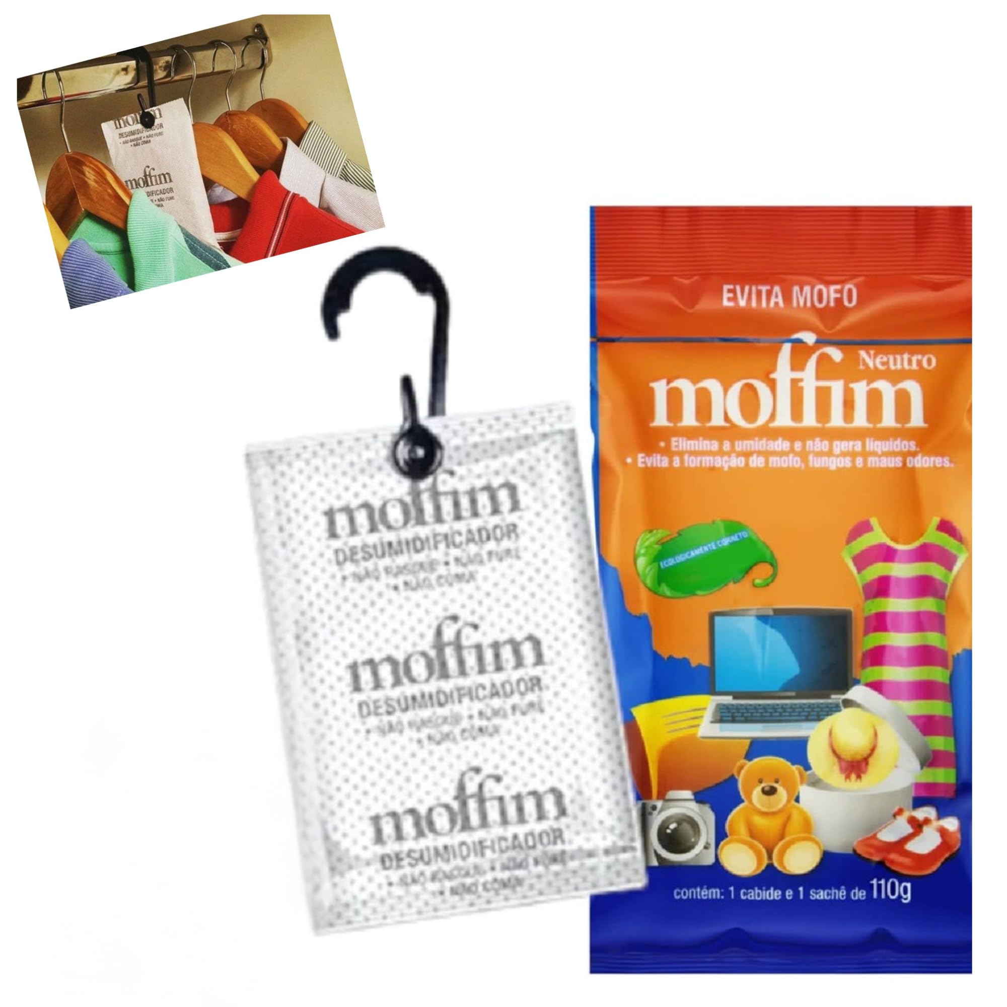 Moffim Kit Antimofo, 10 Sachês Desumidificadores, 110g, Absorve
