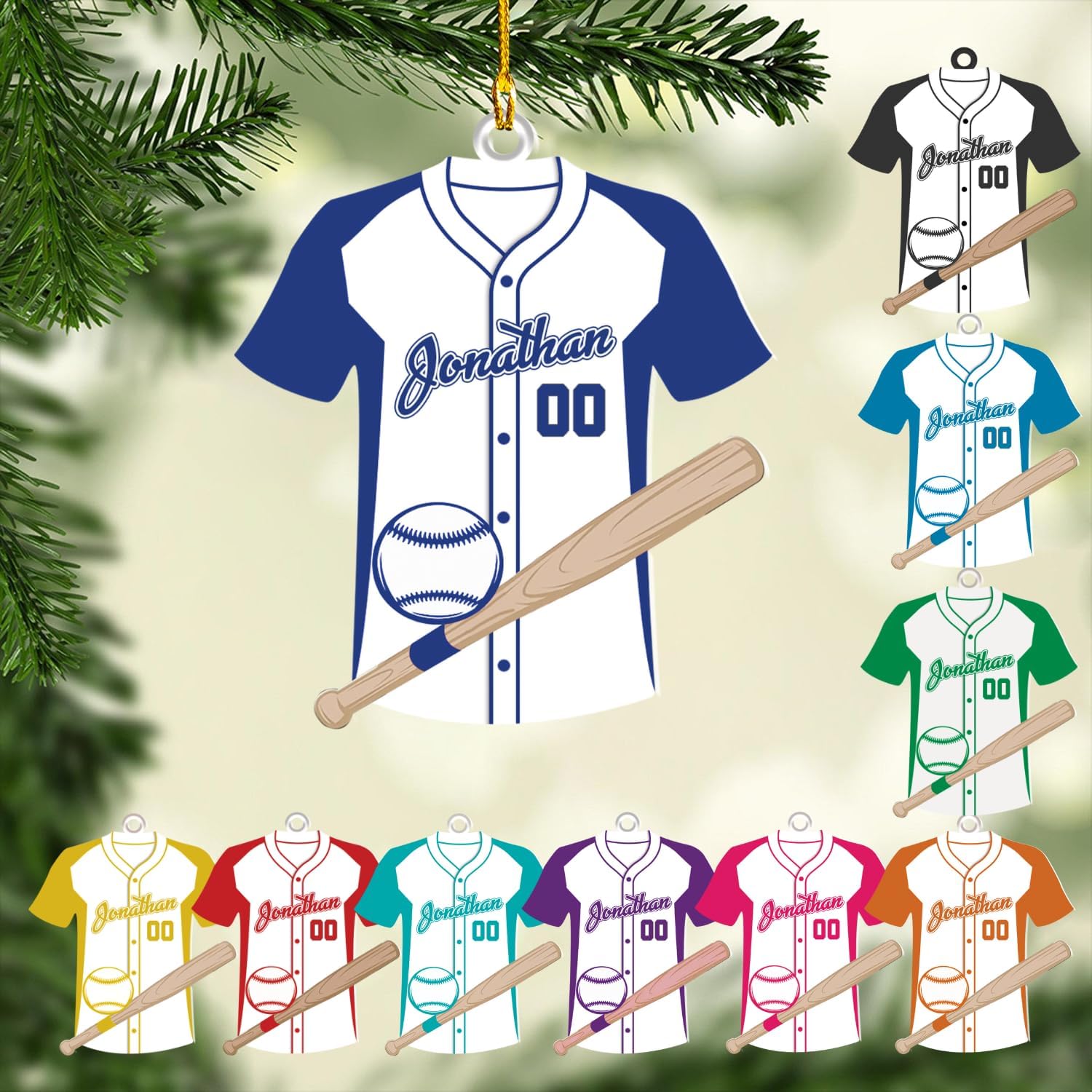 Tinoshop Personalized Number Name Baseball Flat Ornaments 2023, Baseball Collection Hanging Christmas Tree, Baseball Christmas Ornament, Sports Ornament for Baseball Player Sports (ON10)
