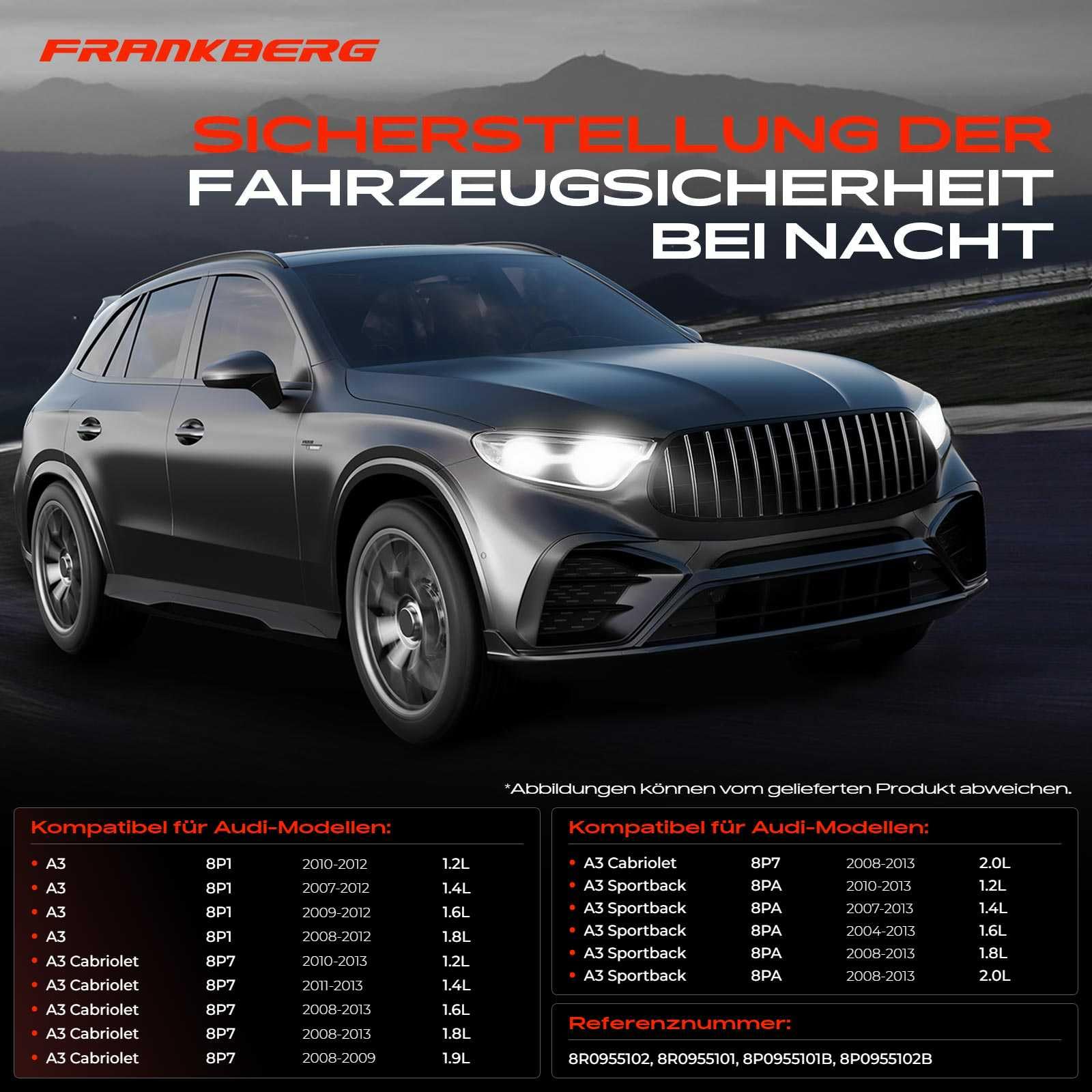 Frankberg Limpieza de faros Boquillas de lavado Compatible con A3 8P1 A3 Sportback 8PA A3 Cabrio 8P7 Replace# 8P0955101B