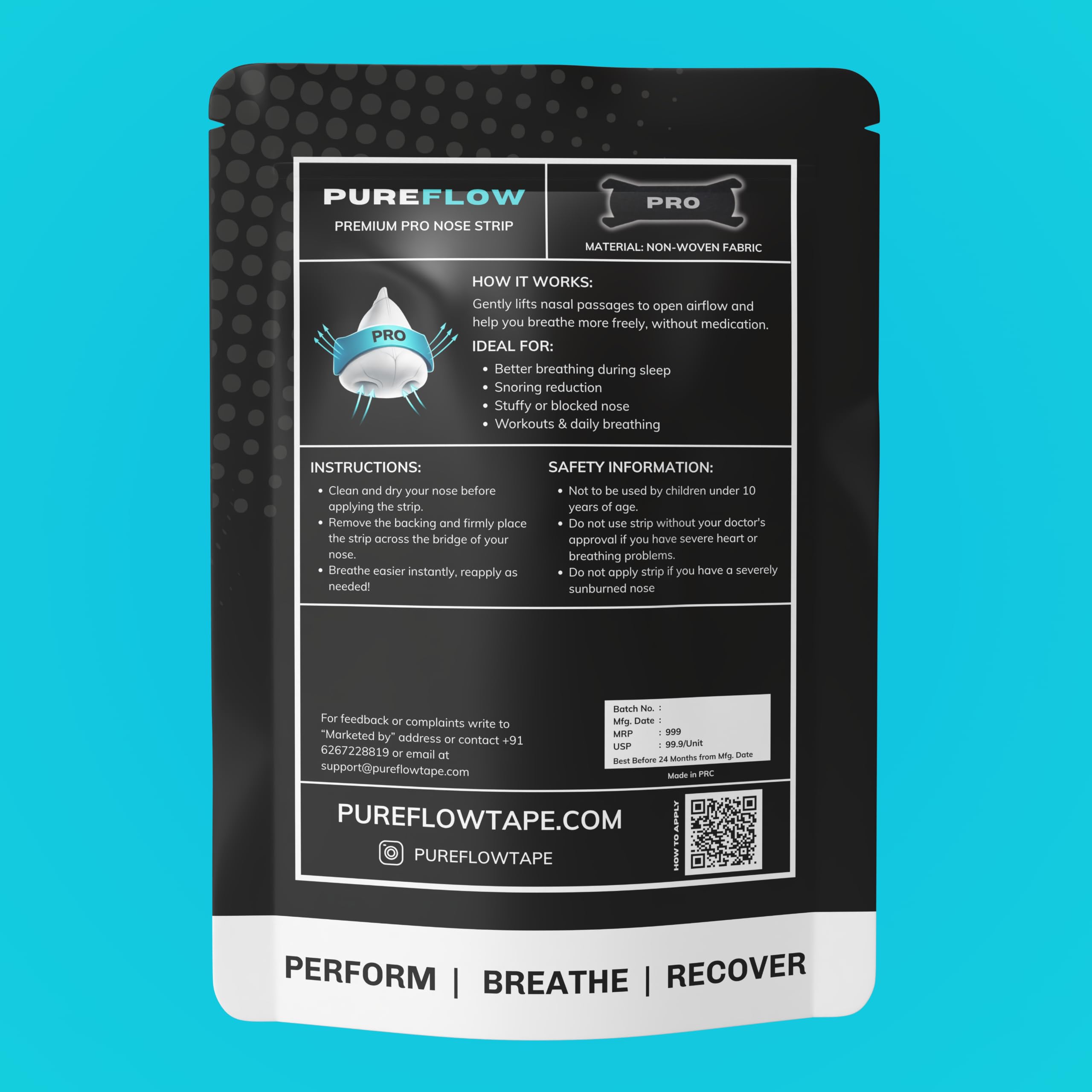 PureFlow Pro Nasal Strips – CDSCO-Licensed Medical Device in India, Hypoallergenic Adhesive & Ultra-Strong Spring for Instant Relief – Reduces Snoring & Enhances Sleep, Sport & Recovery – Sweat-Resistant | 10 Strips — Amazon image 9