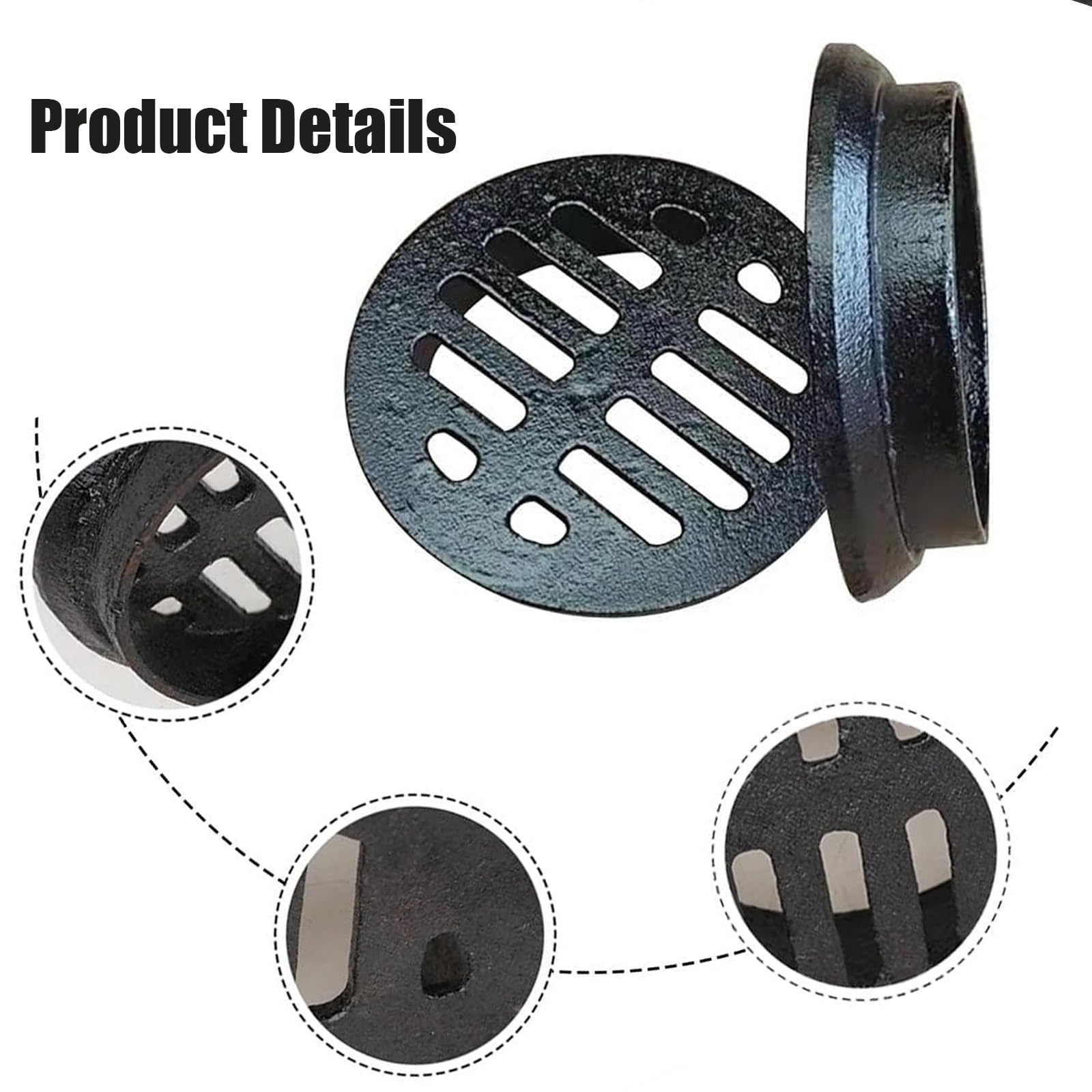 50/75/83/110/160/200/250mm Caniveau Exterieur en Fonte, Grille de Drainage Lourde Ronde pour Remplacement de Regard d'Égout, Drain Anti-Rouille pour Douche, Terrasse, Jardin & Balcon(110mm/4.3in)