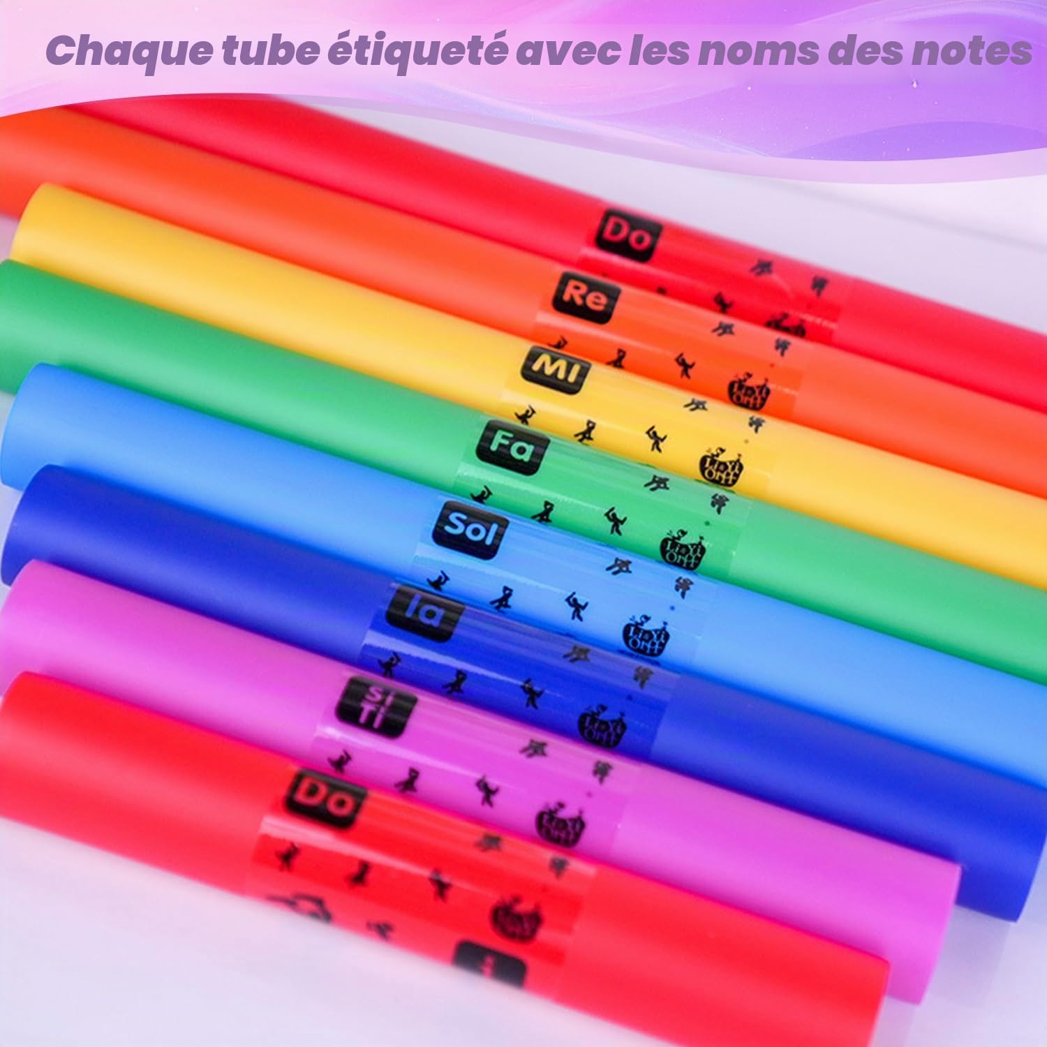 Ensemble de 8 Tubes de Percussion Musicale avec Capuchons de Percussion, Instruments de Musique, Kit de Tubes Sonores Musicaux pour Parc, École, Famille Performances Collectives (Sans Corde)