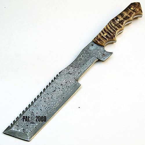 Miniatura 7 de PAL 2000 KNIVES DAM-9445 Damasco Cuchillo de supervivencia de bushcraft de hoja fija personalizada con funda