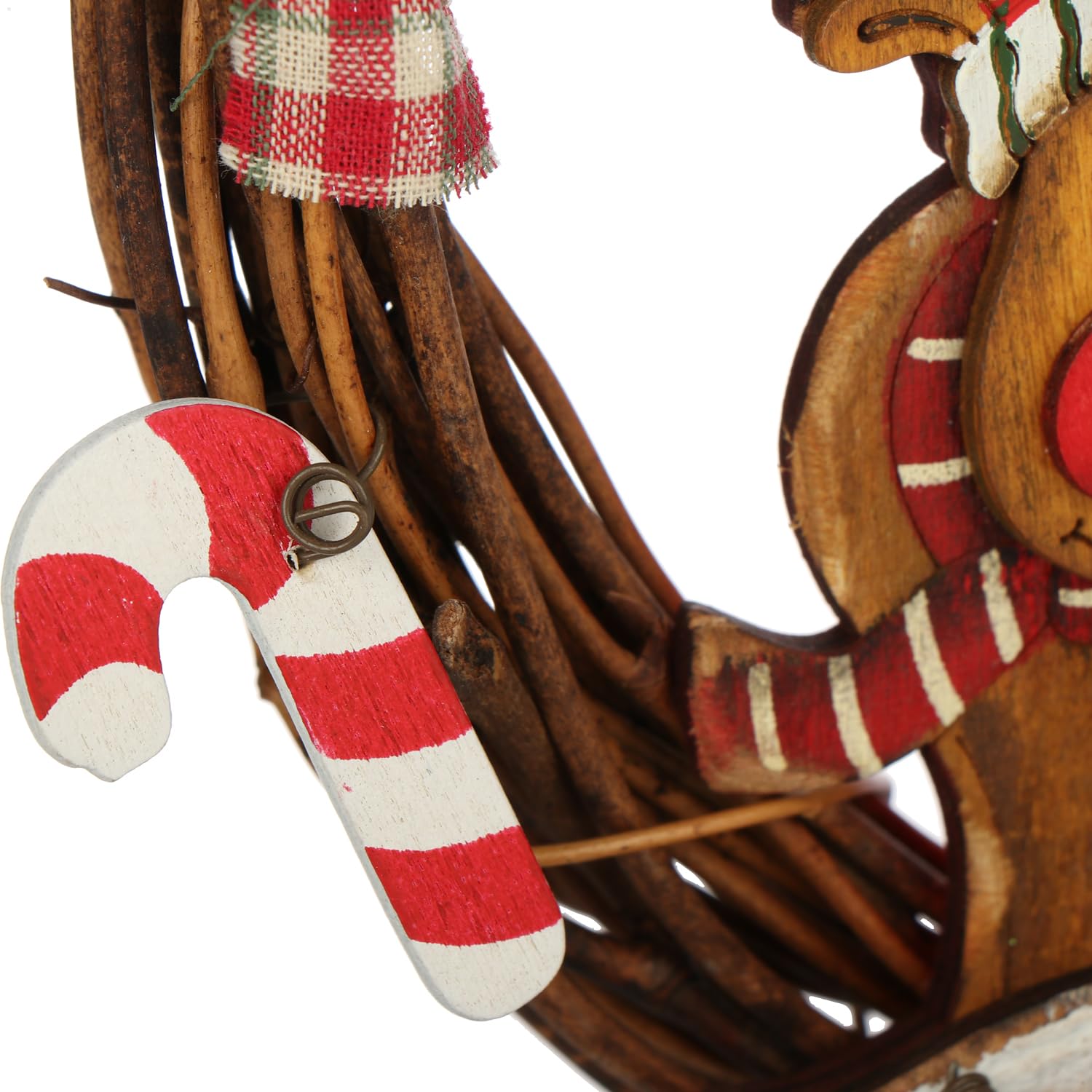 COM-FOUR® Corona navideña Trenzada - Corona de Puerta Welcome para Navidad - Decoración navideña para Colgar - Corona de Madera Aprox. Ø 30 cm (Papá Noel - L)